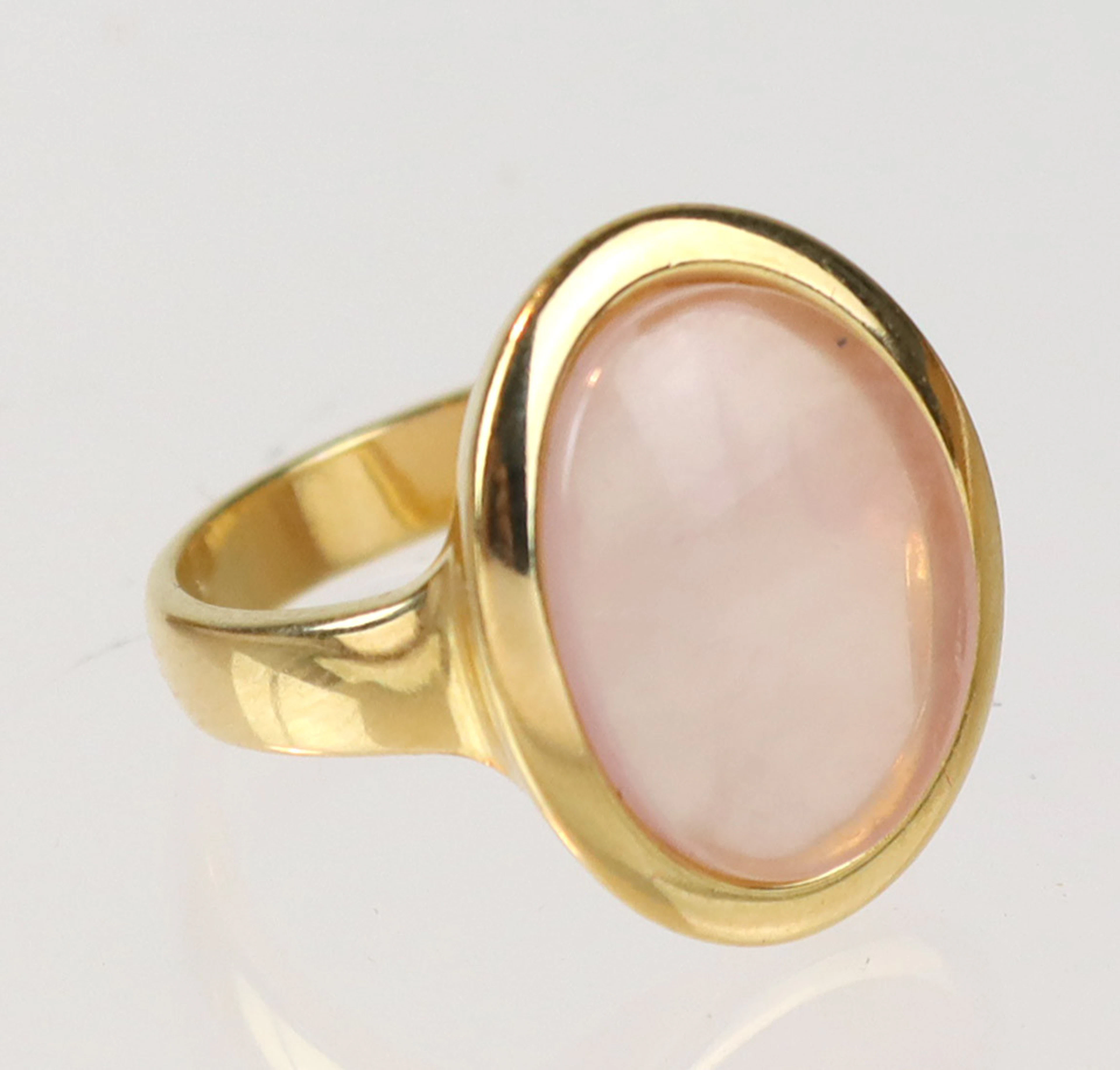 ROSENQUARZ RING, 925 SILBER vergoldet.