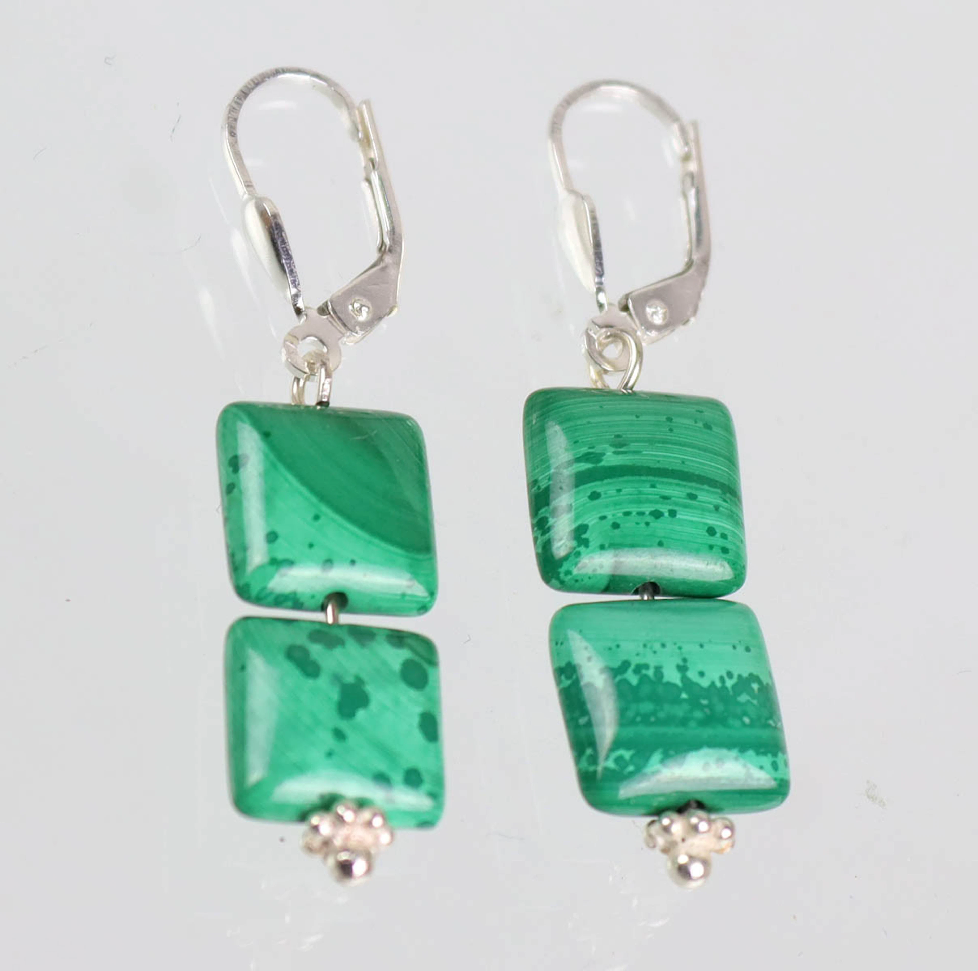MALACHIT OHRRINGE, SILBER 925 SILBER.