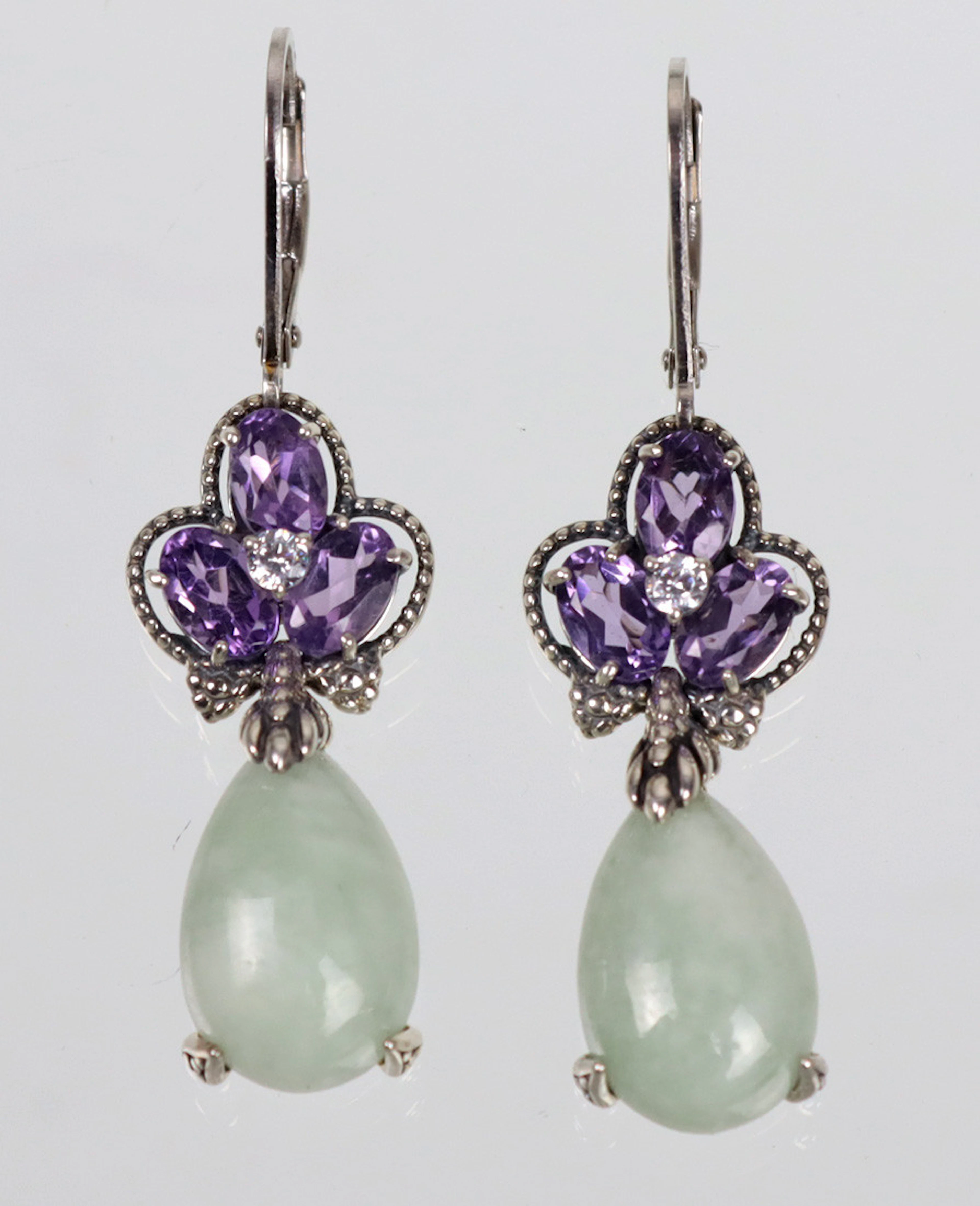 JADE - AMETHYST OHRRINGE, Silber 925.