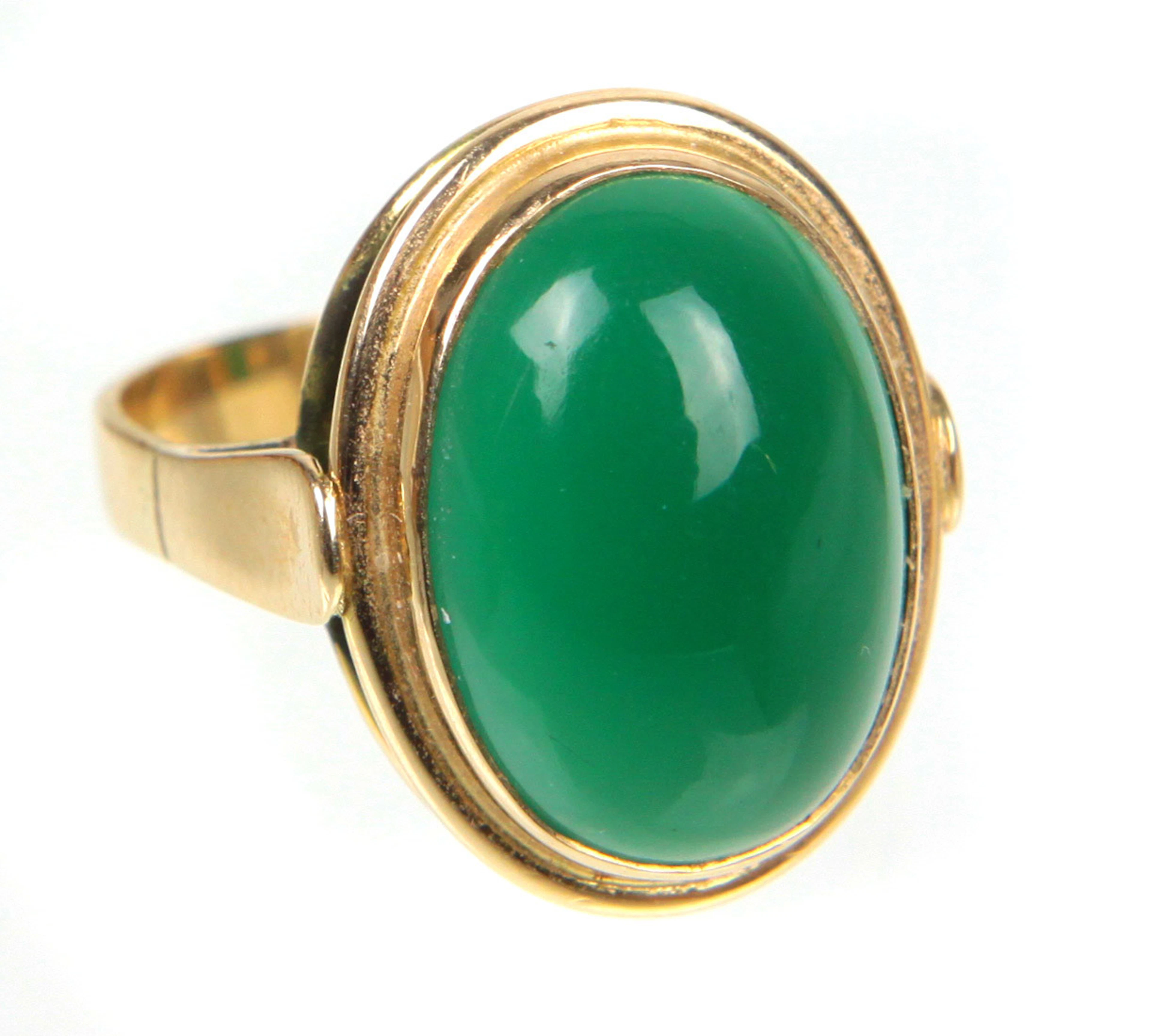 GRÜNACHAT RING, GELBGOLD 585.