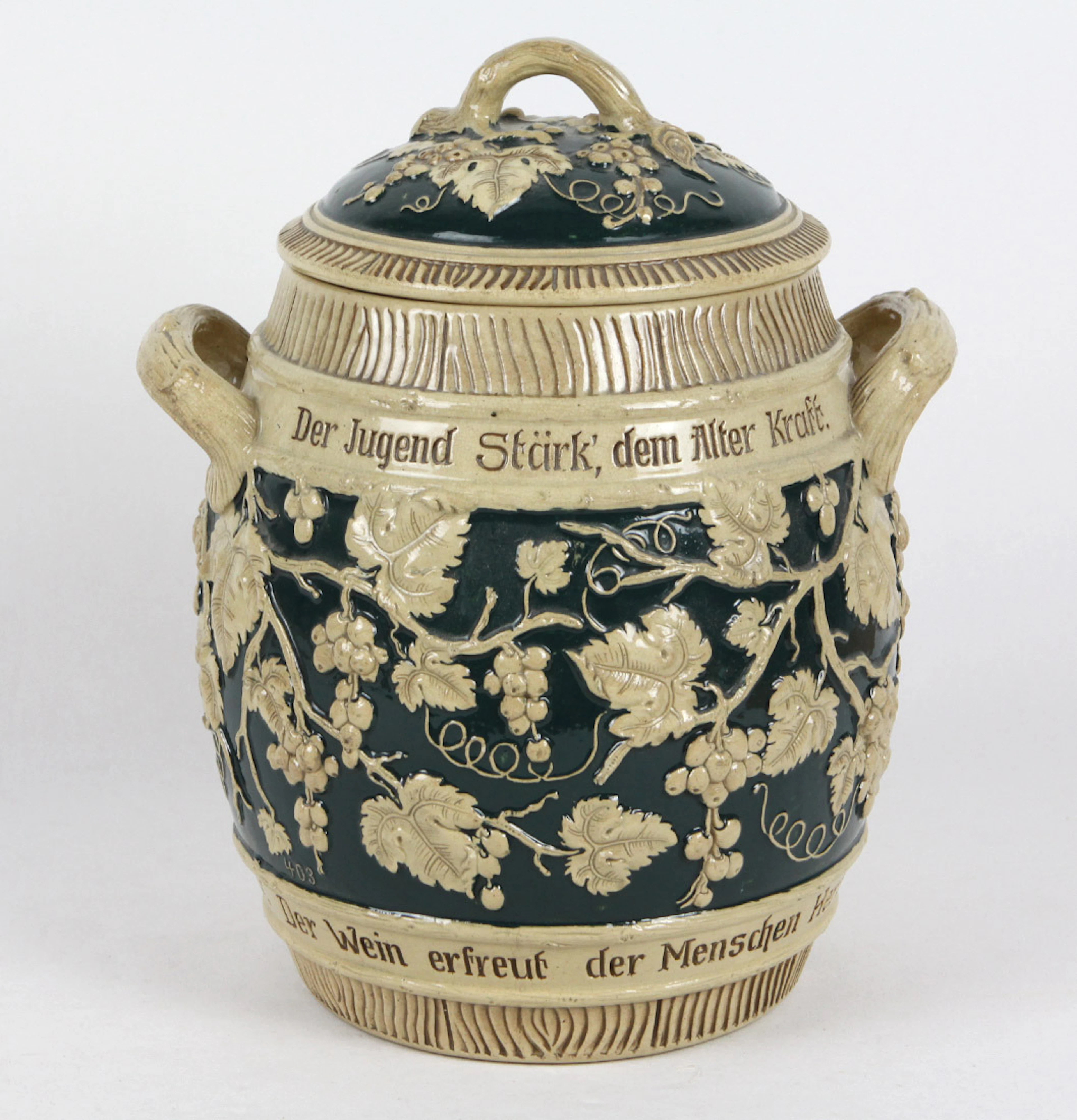 KERAMIK, Bowle, Weinreben, um 1920.