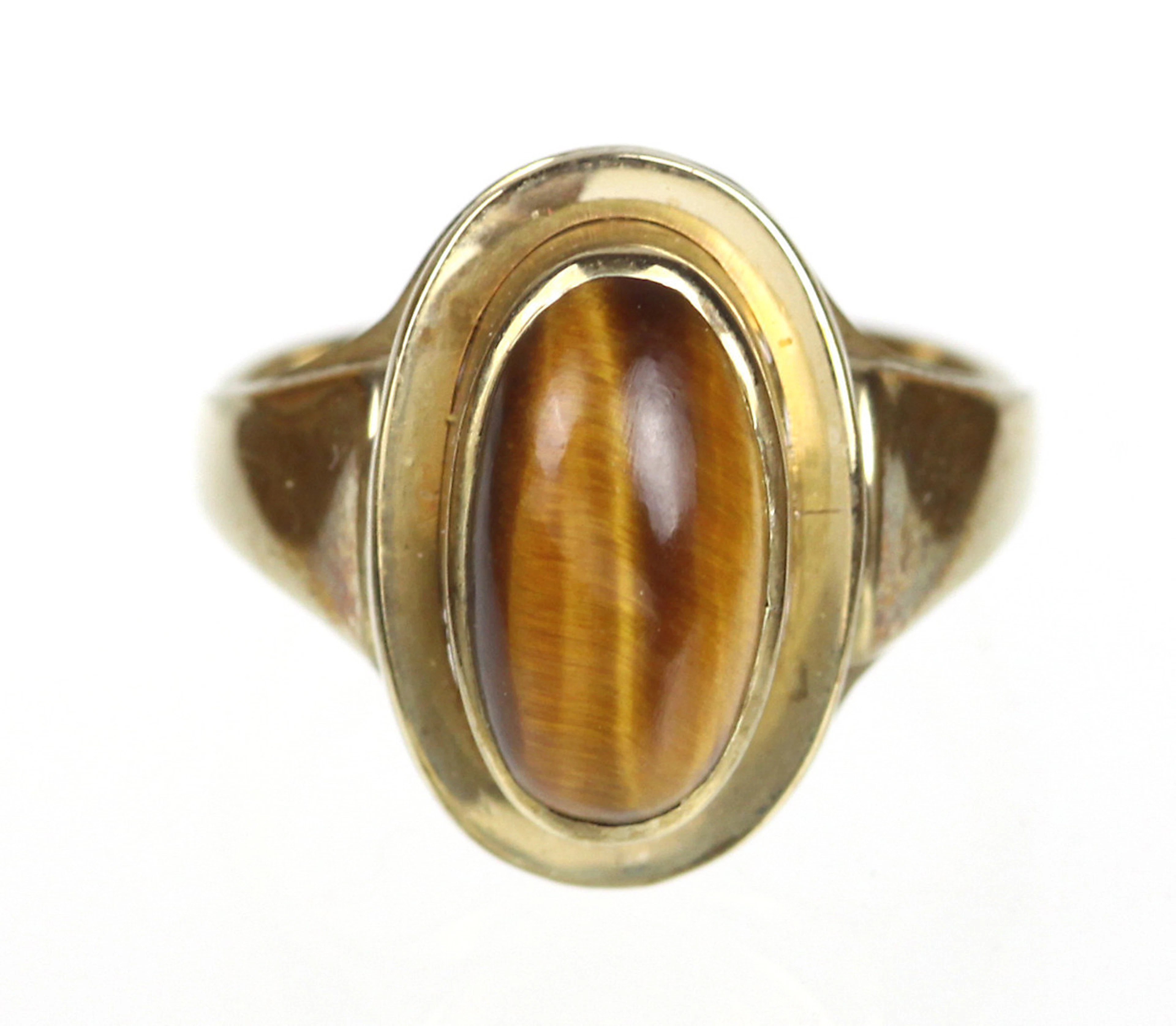 RING MIT TIGERAUGE, 333 Gelbgold.