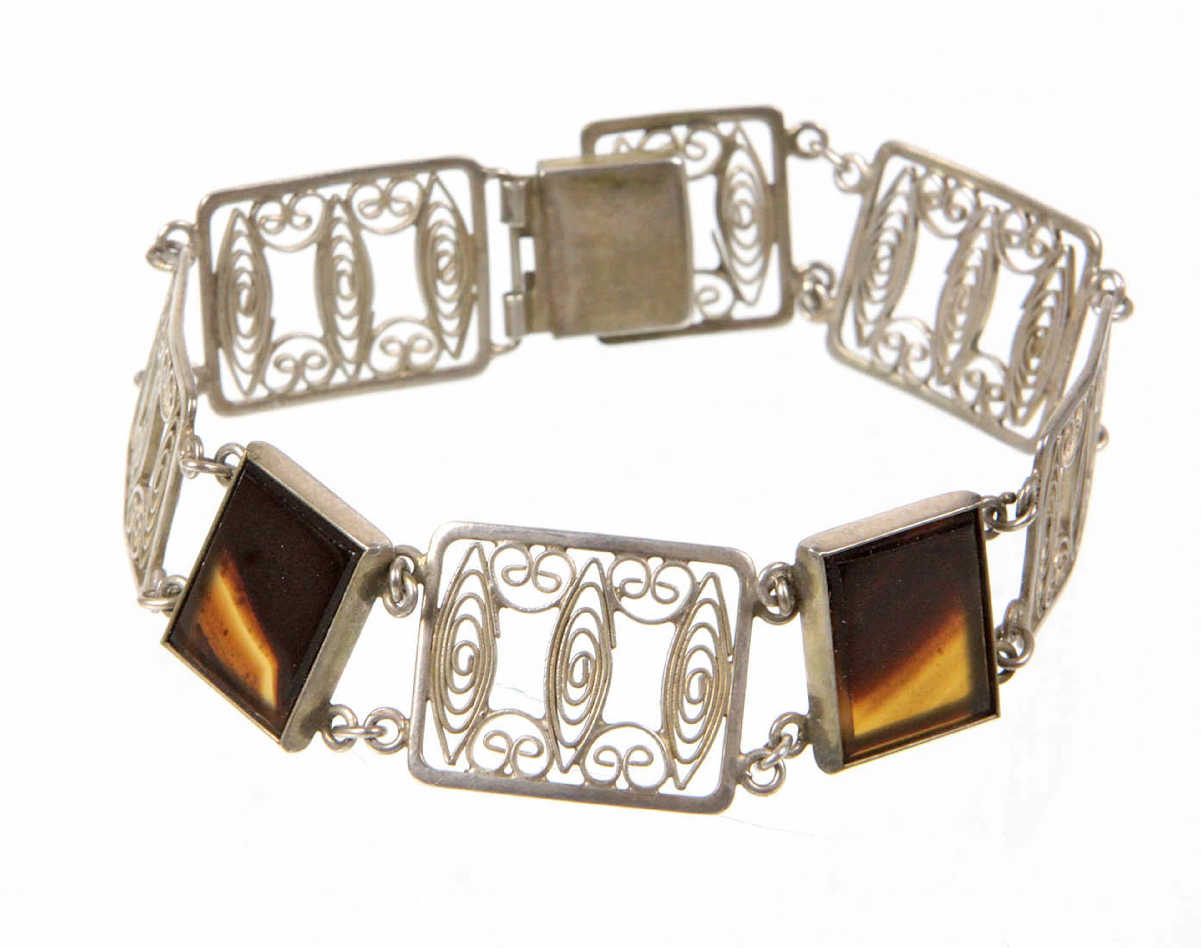 FILIGRAN ARMBAND MIT ACHAT, SILBER 835.