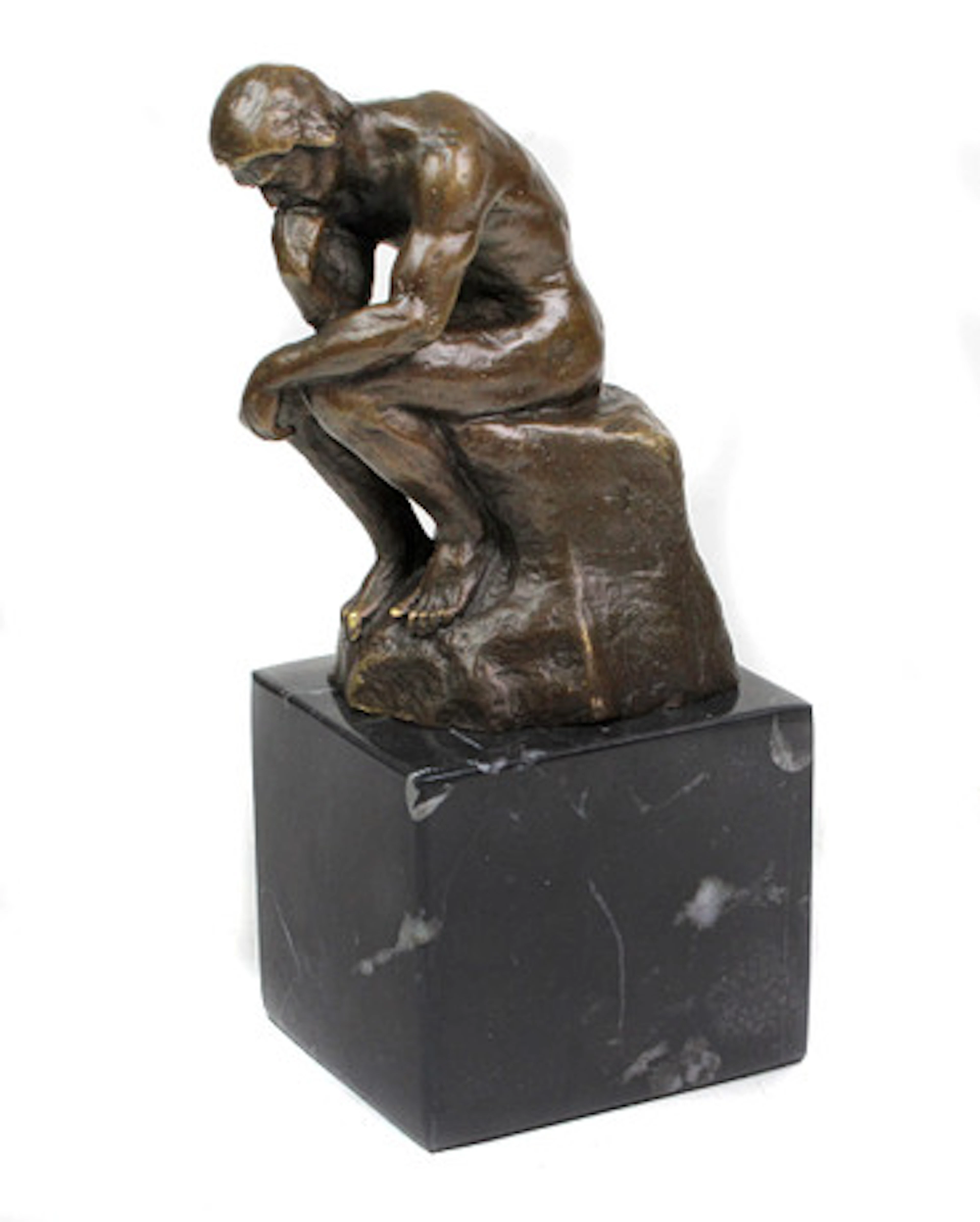 SKULPTUR AV TÄNKARE, sockel i marmor.
