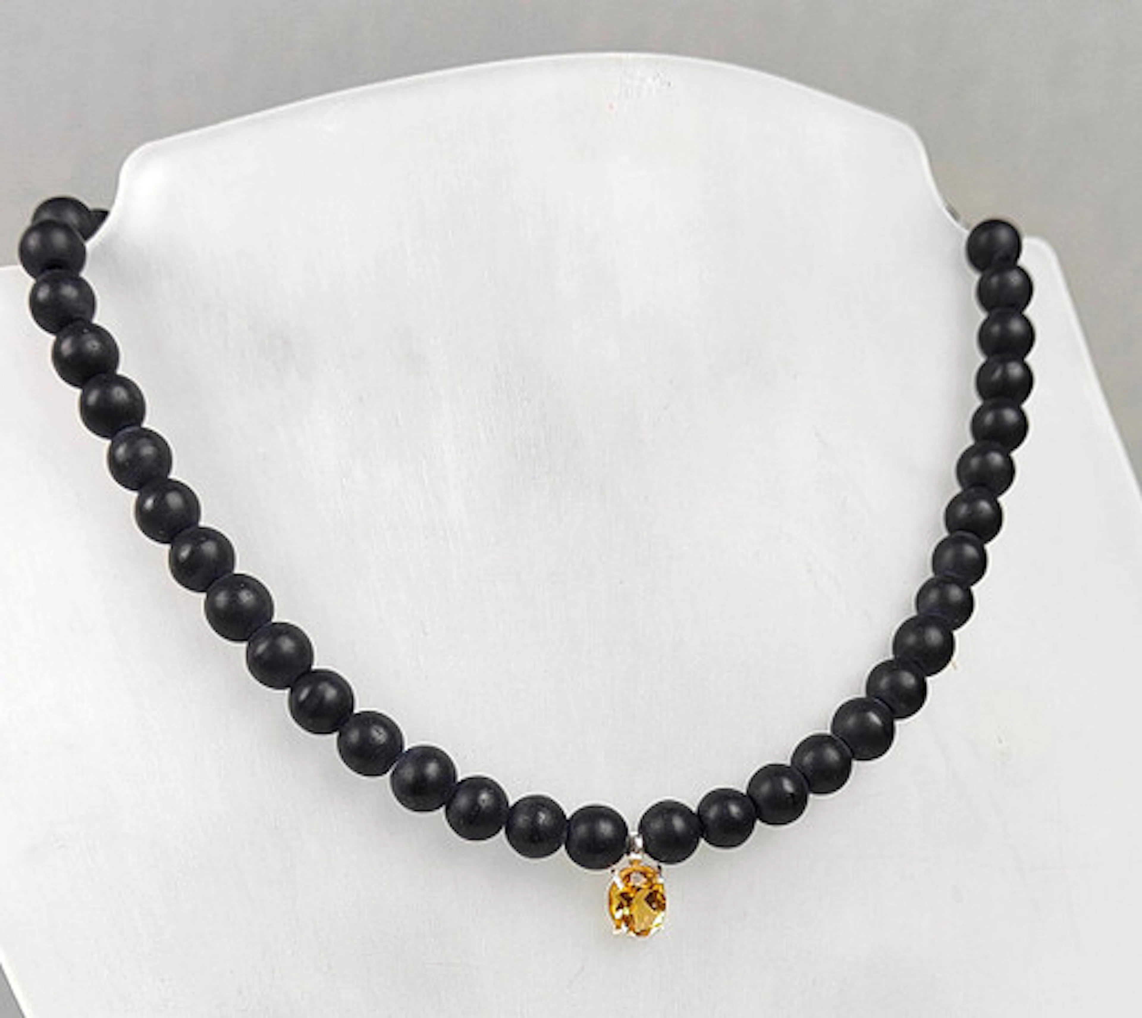 Onyx halsband med citrin, silver 925.