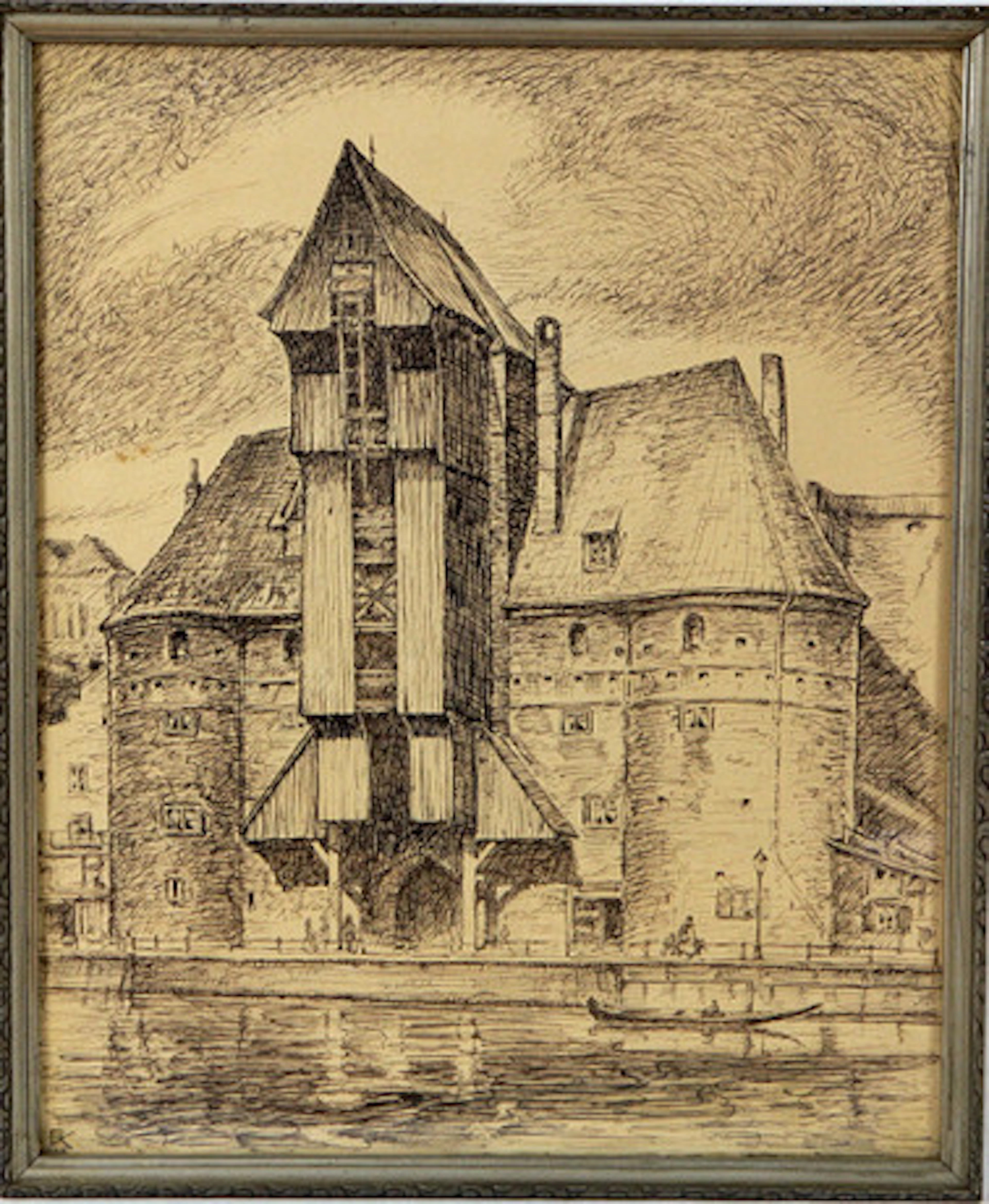 Crantor i Danzig, tuschteckning, från 1945.