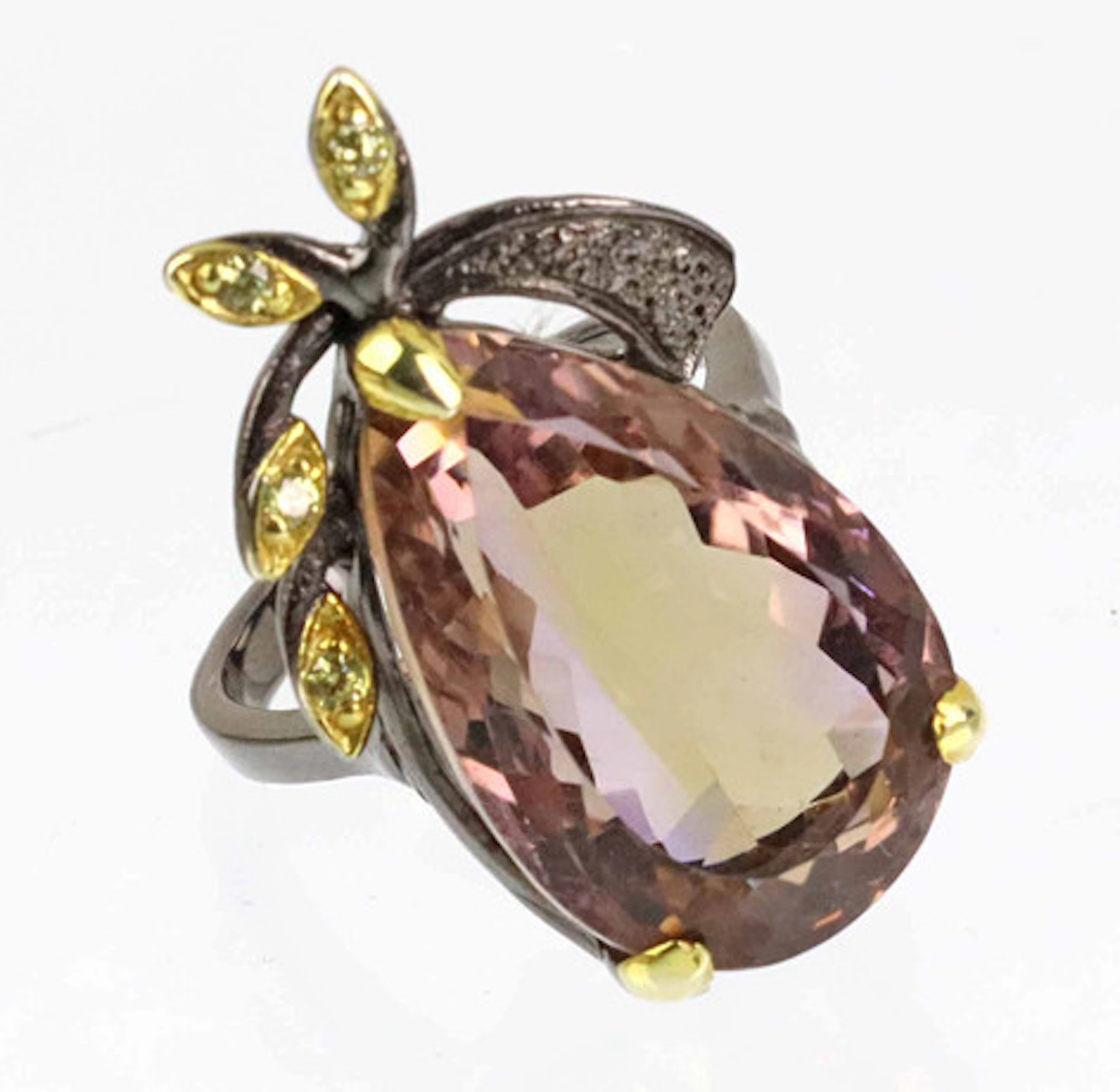 AMETIST RING MED ZIRKONIUMOXID, 925 SILVER.