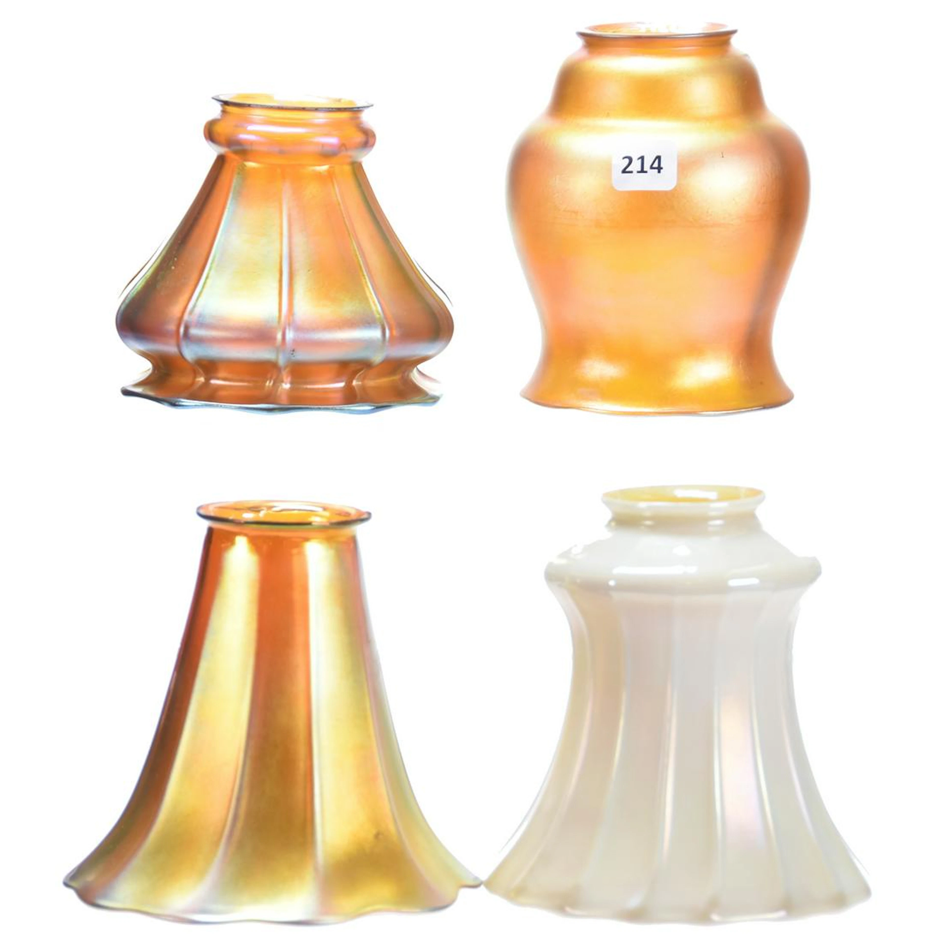 (4) Assorted Art Glass Light Shades