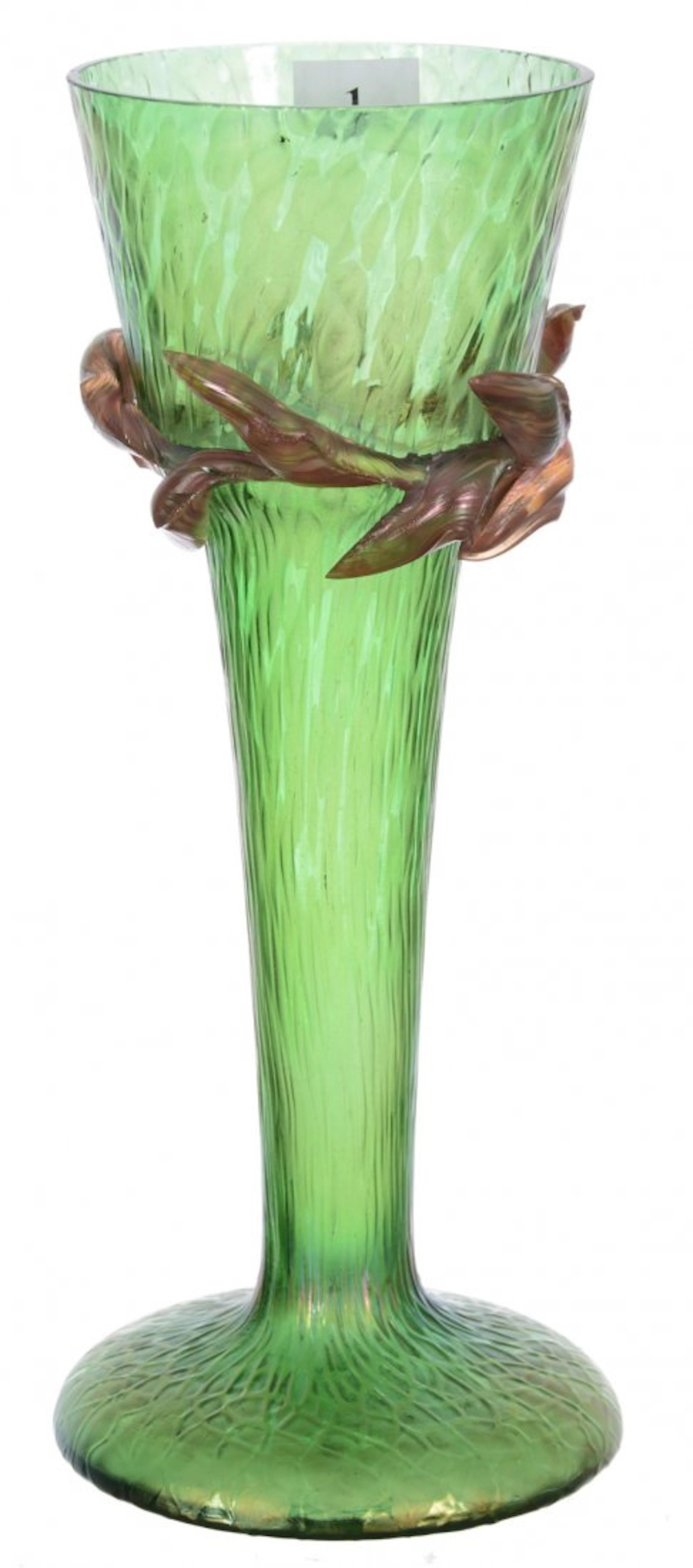 10 3/4" Unmarked Loetz Art Glass Vase - Green