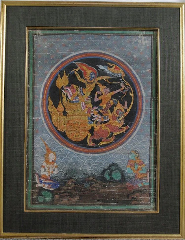 THREE HINDU AND BUDDHIST PAINTINGS, THAILAND, 19TH CENTURY