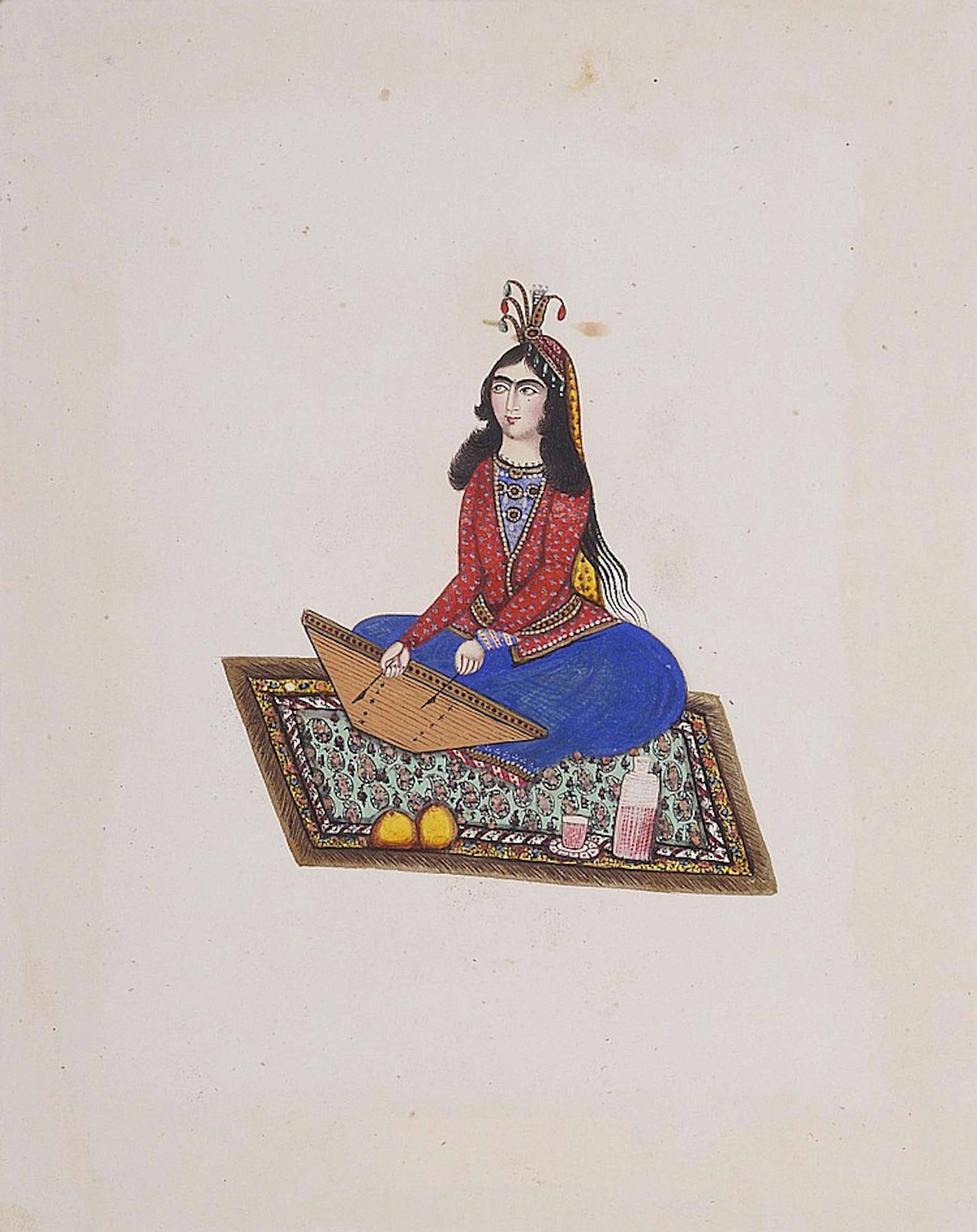? FOUR QAJAR PAINTINGS OF FEMALE MUSICIANS