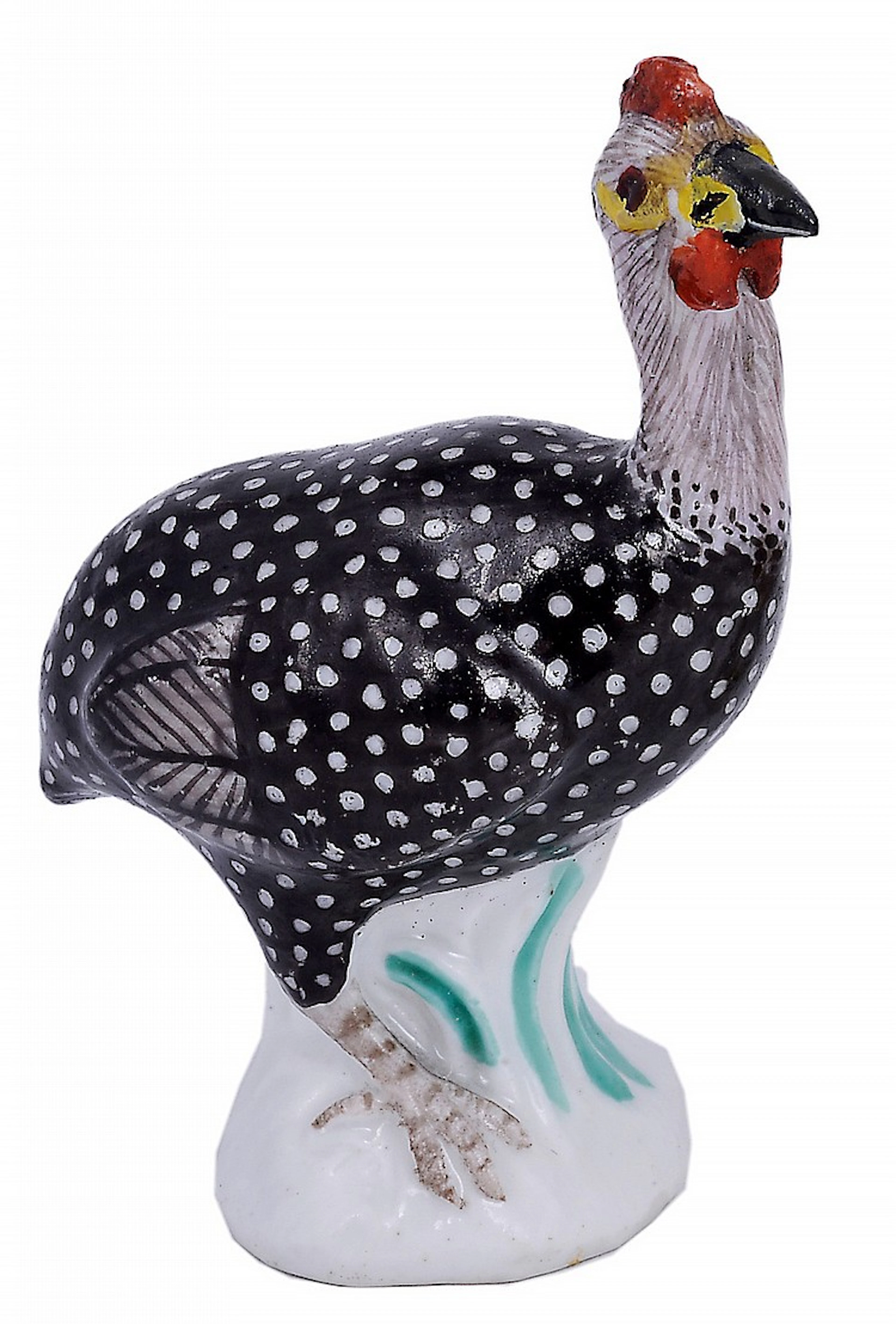A MEISSEN MINIATURE FIGURE OF A GUINEA FOWL, CIRCA 1745