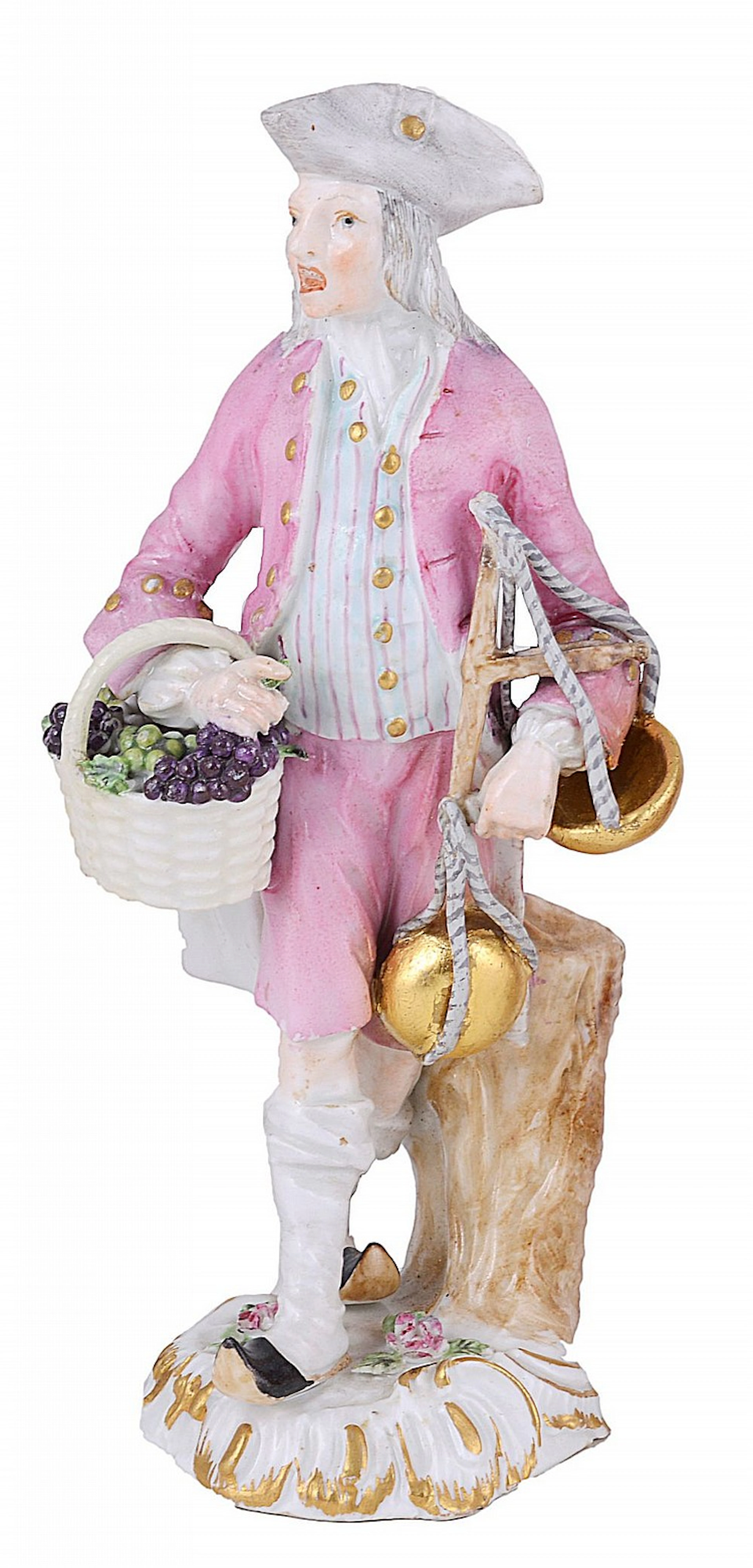 A GERMAN 'CRIS DE PARIS' SERIES PORCELAIN FIGURE OF A GRAPE SELLER, SECOND