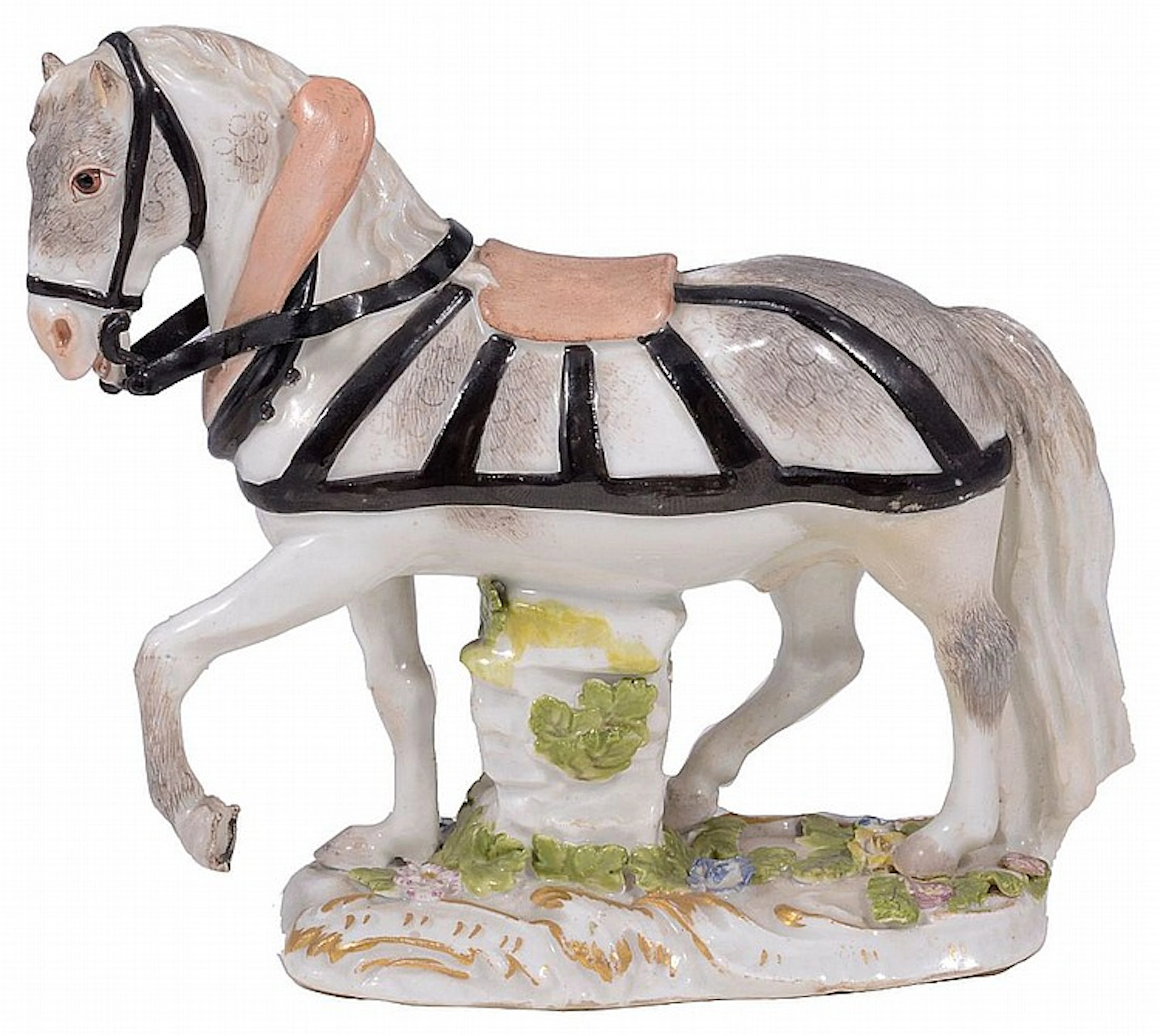 A MEISSEN FIGURE OF A HORSE IN HARNESS, THIRD QUARTER 18TH CENTURY mode