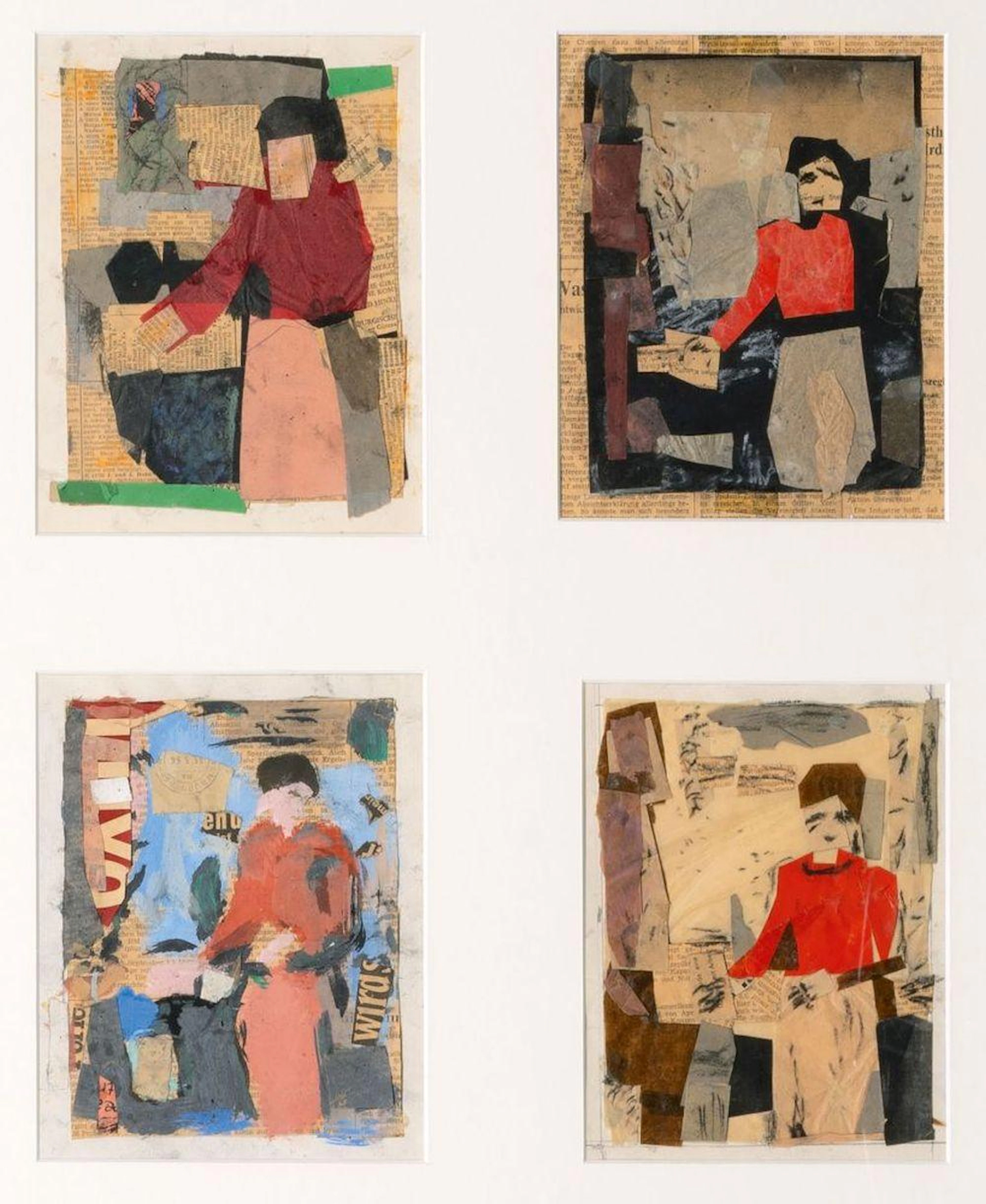 Erich Hartmann (Elberfeld 1886 - Hamburg 1974). Four Collages - Women in Red.