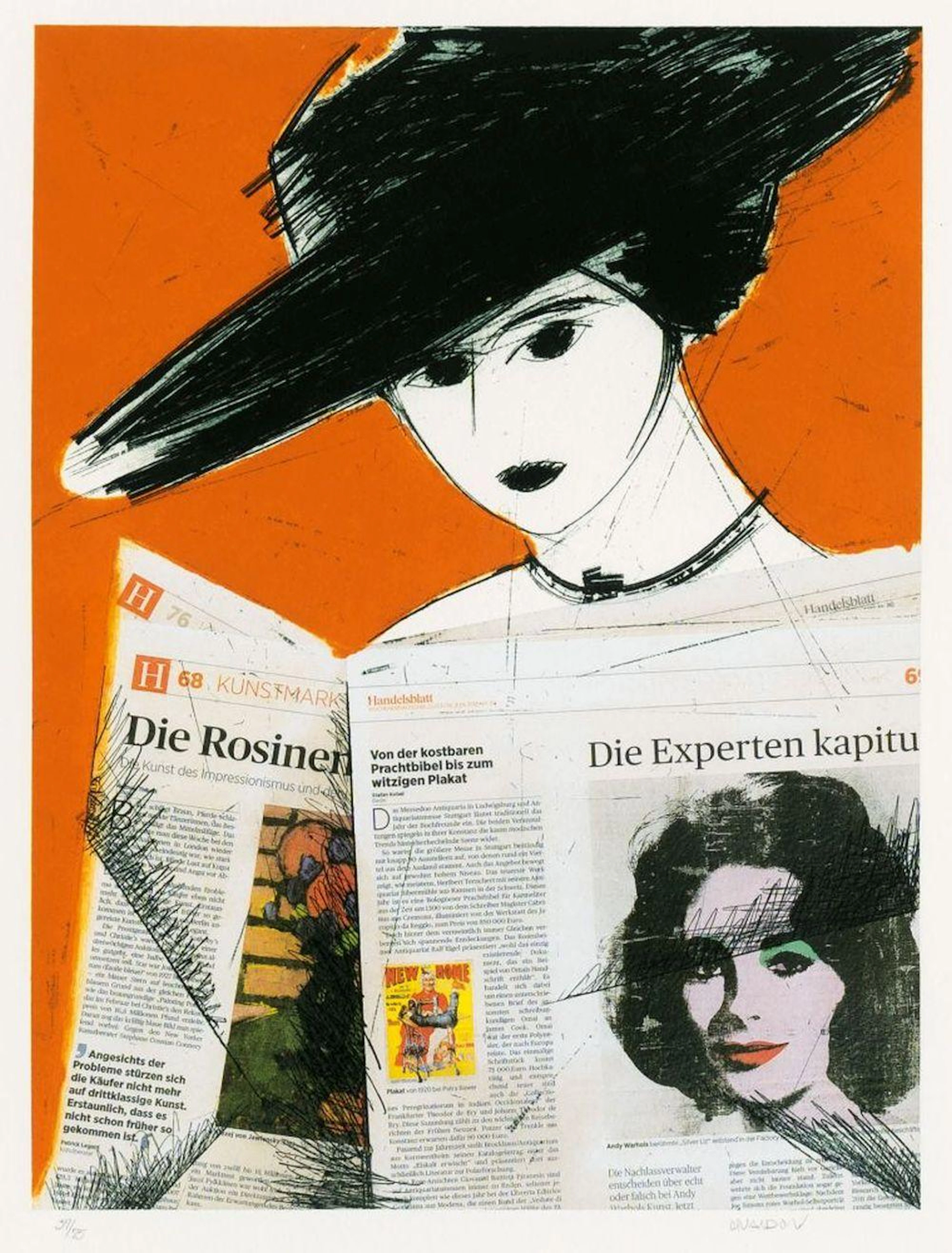 Manolo Valdés (Valencia 1942). Mujer con periódico-Warhol.