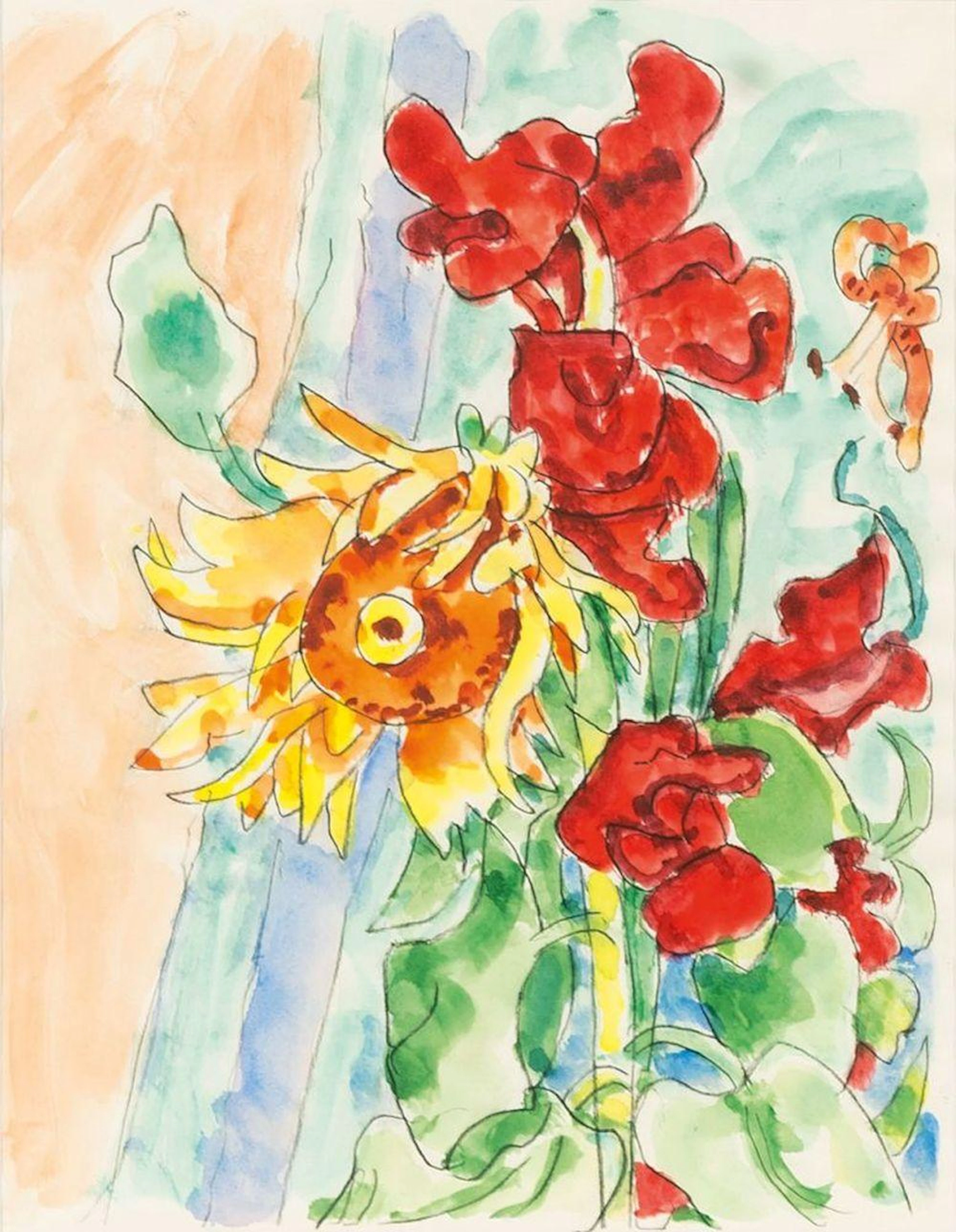 Ivo Hauptmann (Erkner 1886 - Hamburg 1973). Still Life with Sunflowers.