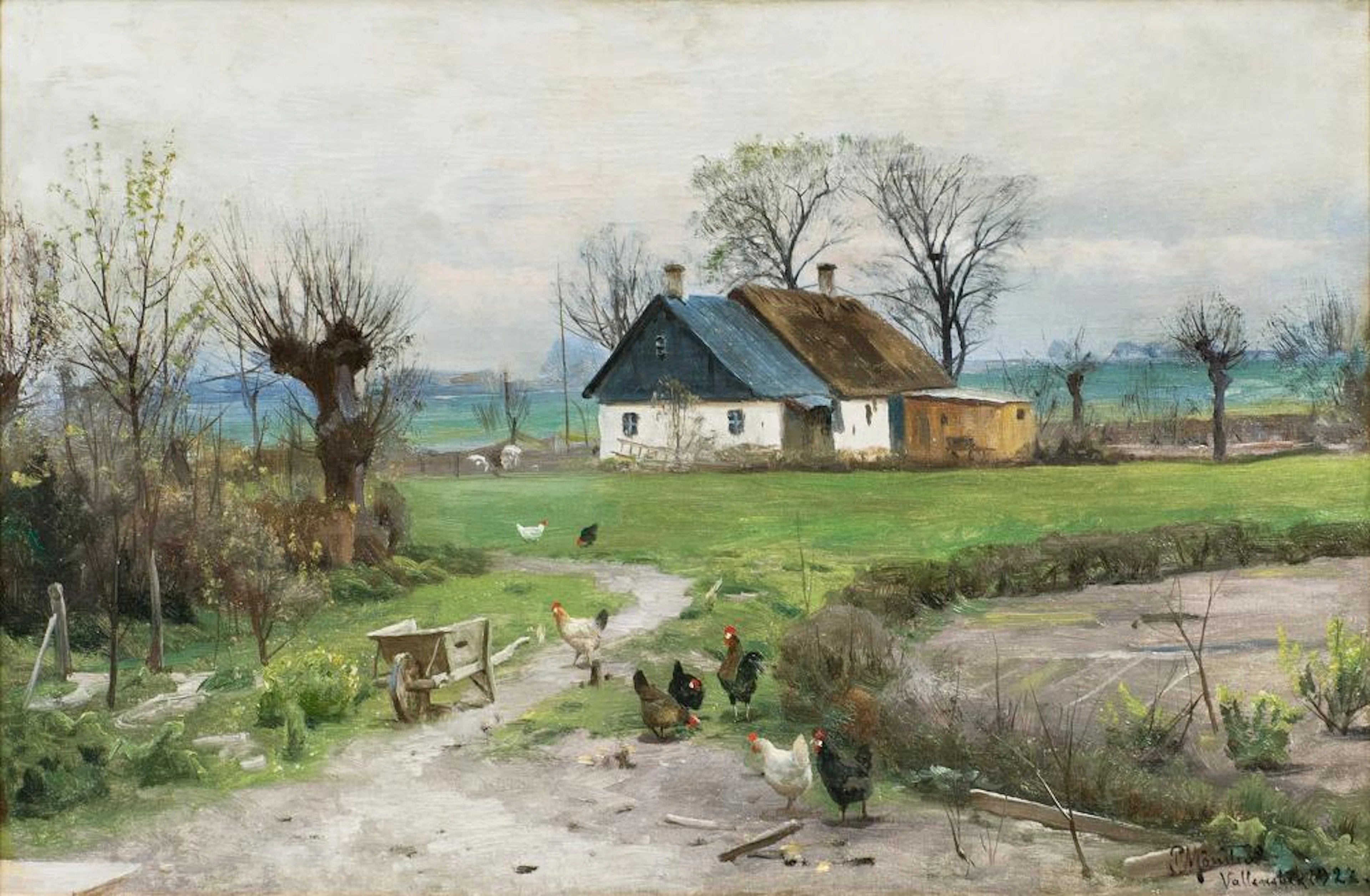 Peder Mönsted (Grenaa 1859 - Fredensborg 1941). Farm Houses in Vallensbek.