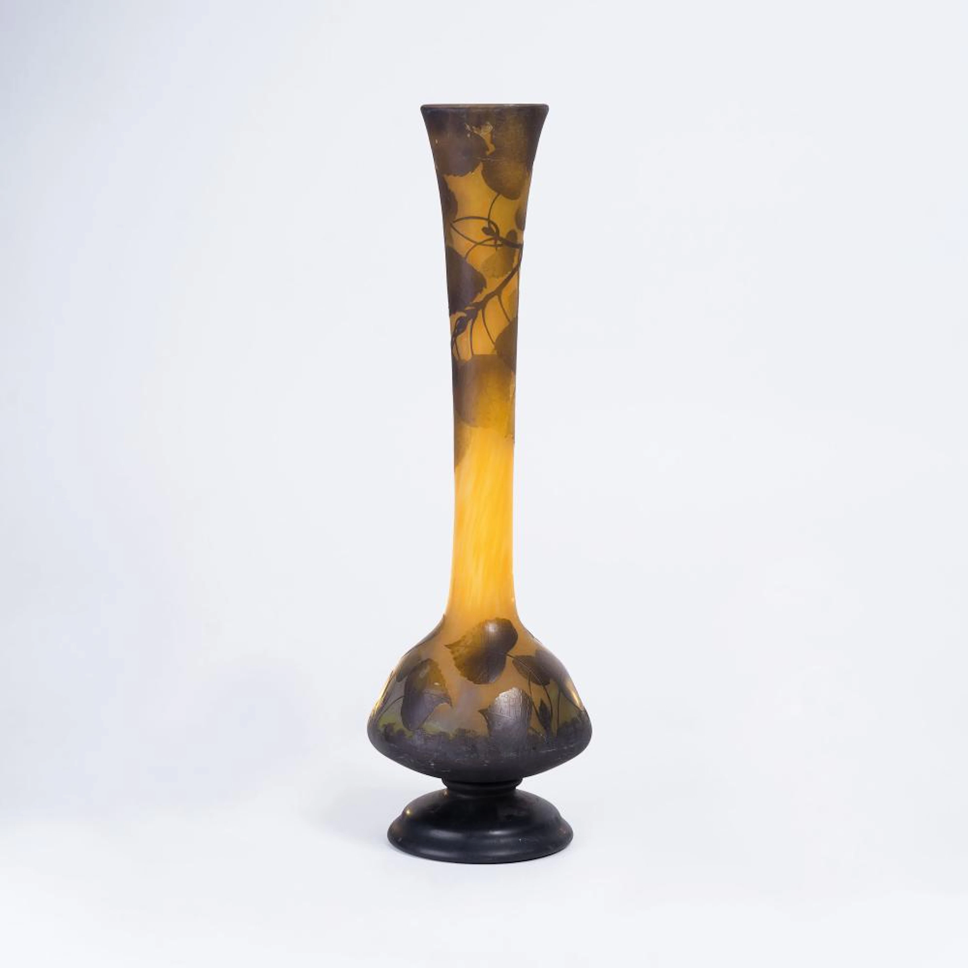 Daum Frères founded 1875 Nancy. A Large Vase with Lime Breches.