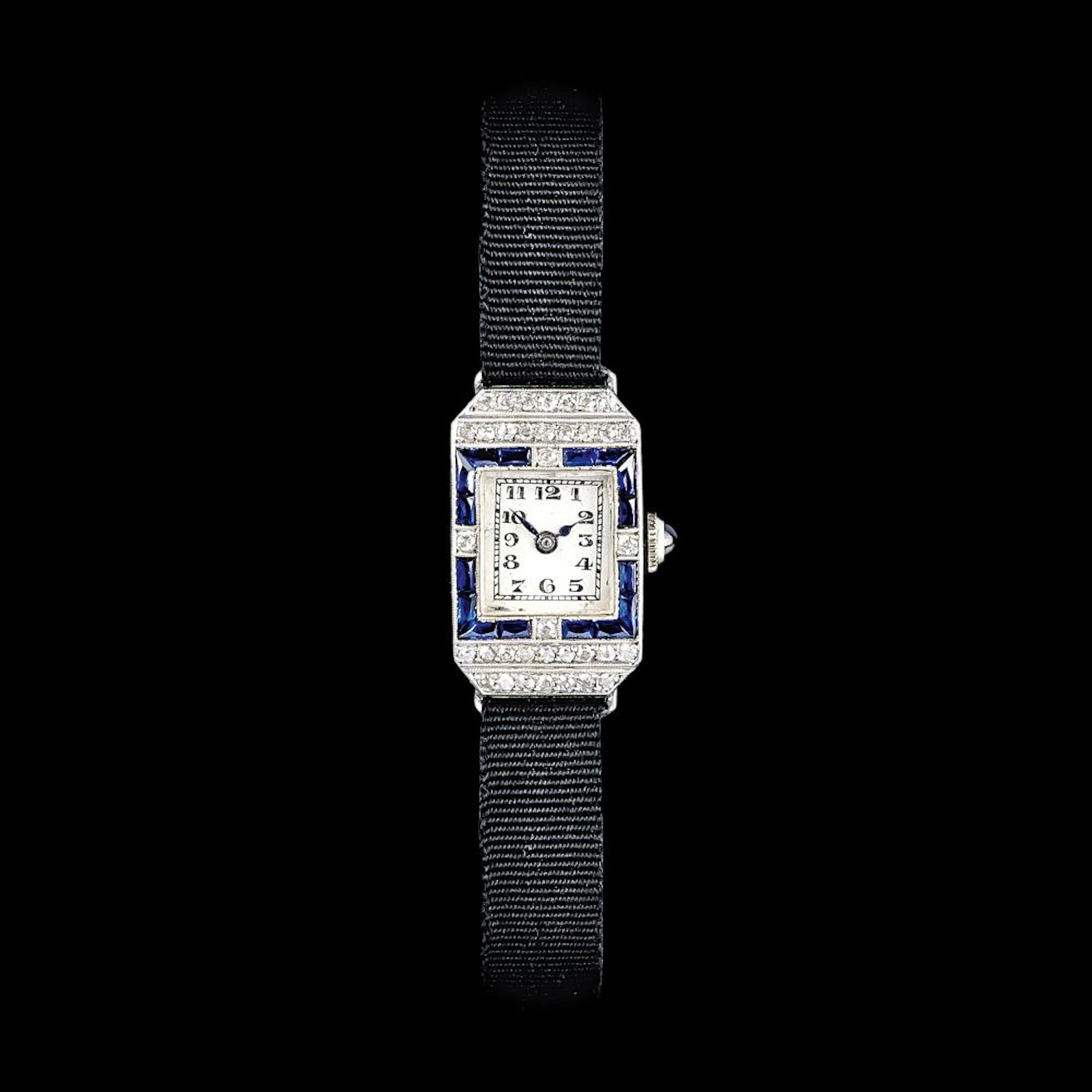 An Art-déco Ladies' Wristwatch with Precious Stones.