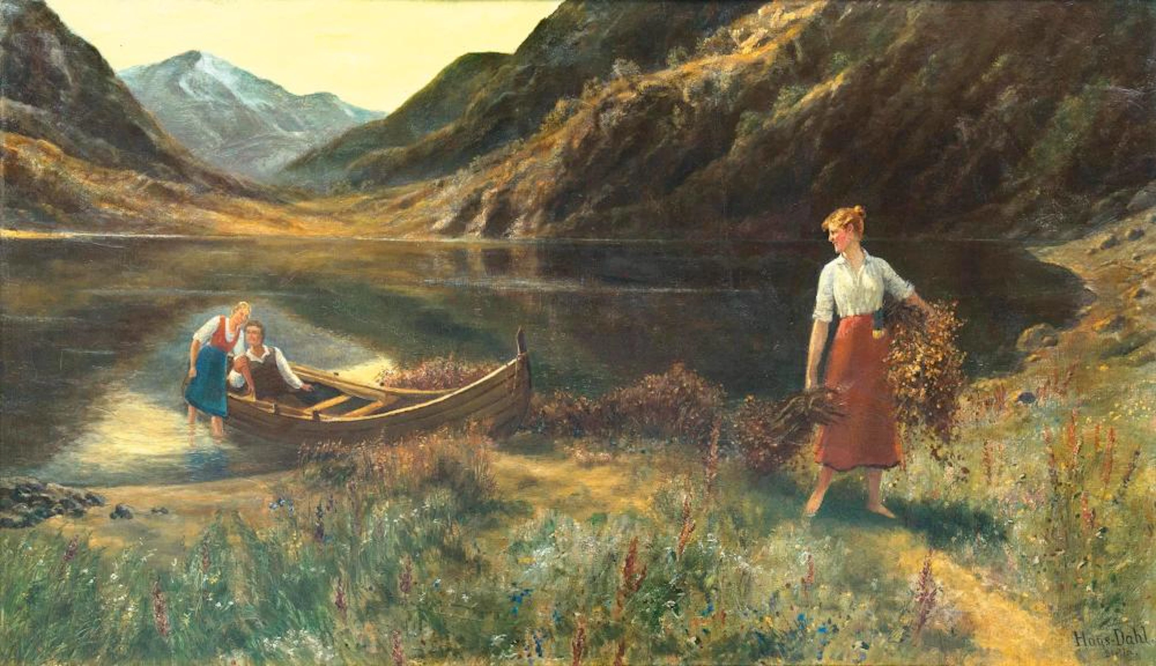 Hans Dahl (Hardanger 1849 - Balestrand 1937). An Idyl from Norway.