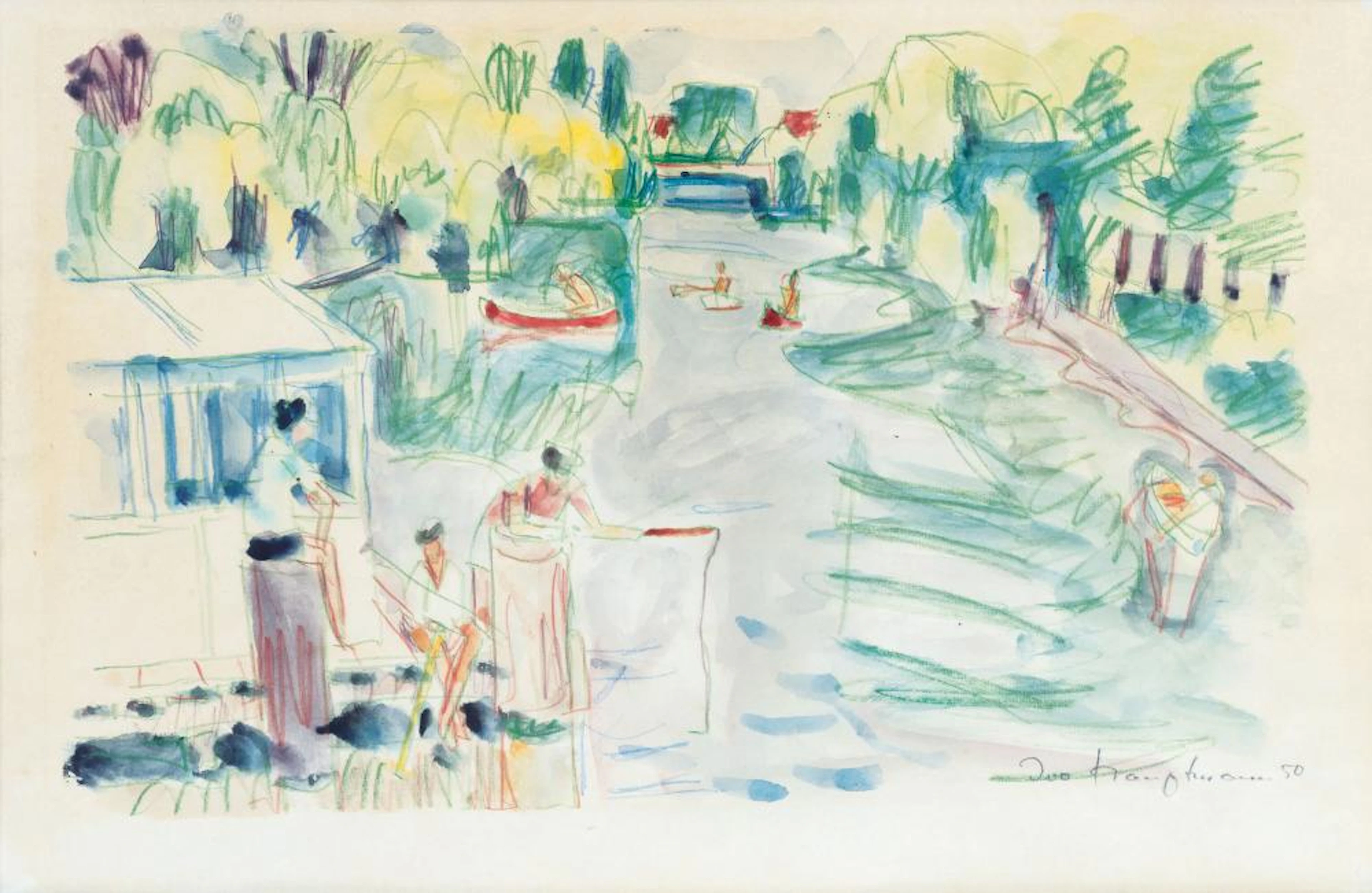 Ivo Hauptmann (Erkner 1886 - Hamburg 1973). Town Canal in Hamburg.
