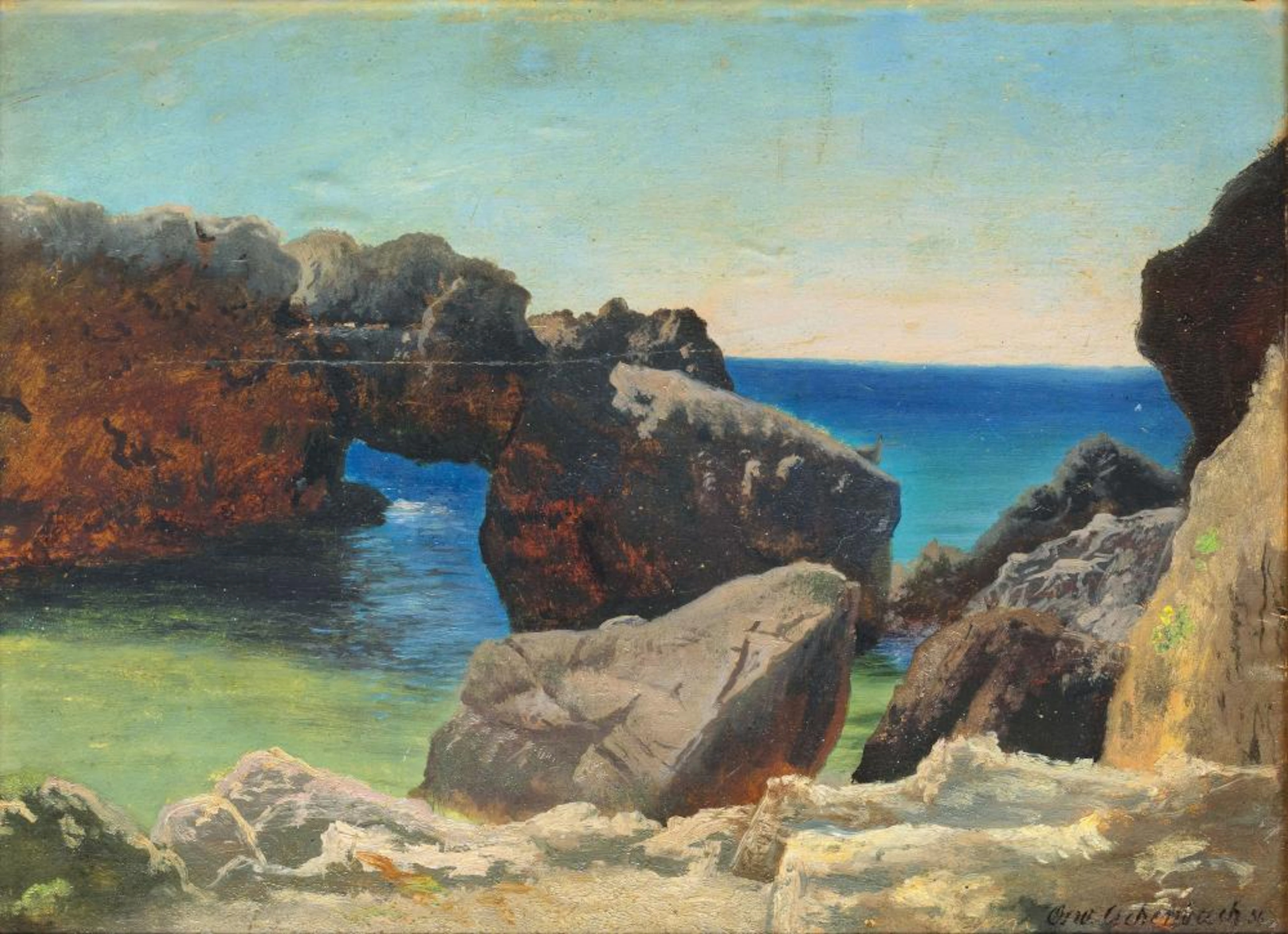 Oswald Achenbach (Düsseldorf 1827 - Düsseldorf 1905). Rocky Coast of Capri.