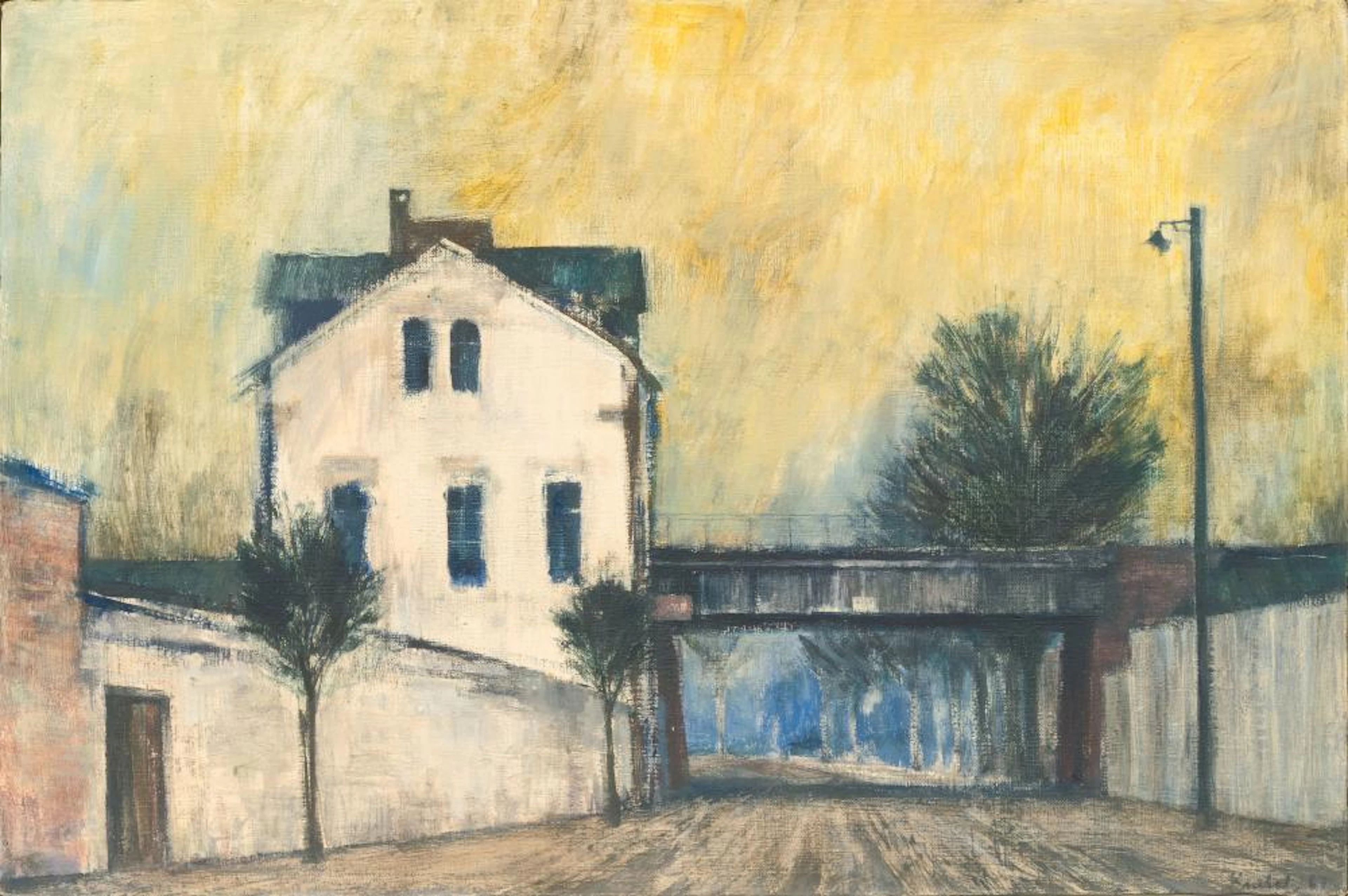 Konrad Knebel (Leipzig 1932). House with yellow Sky.