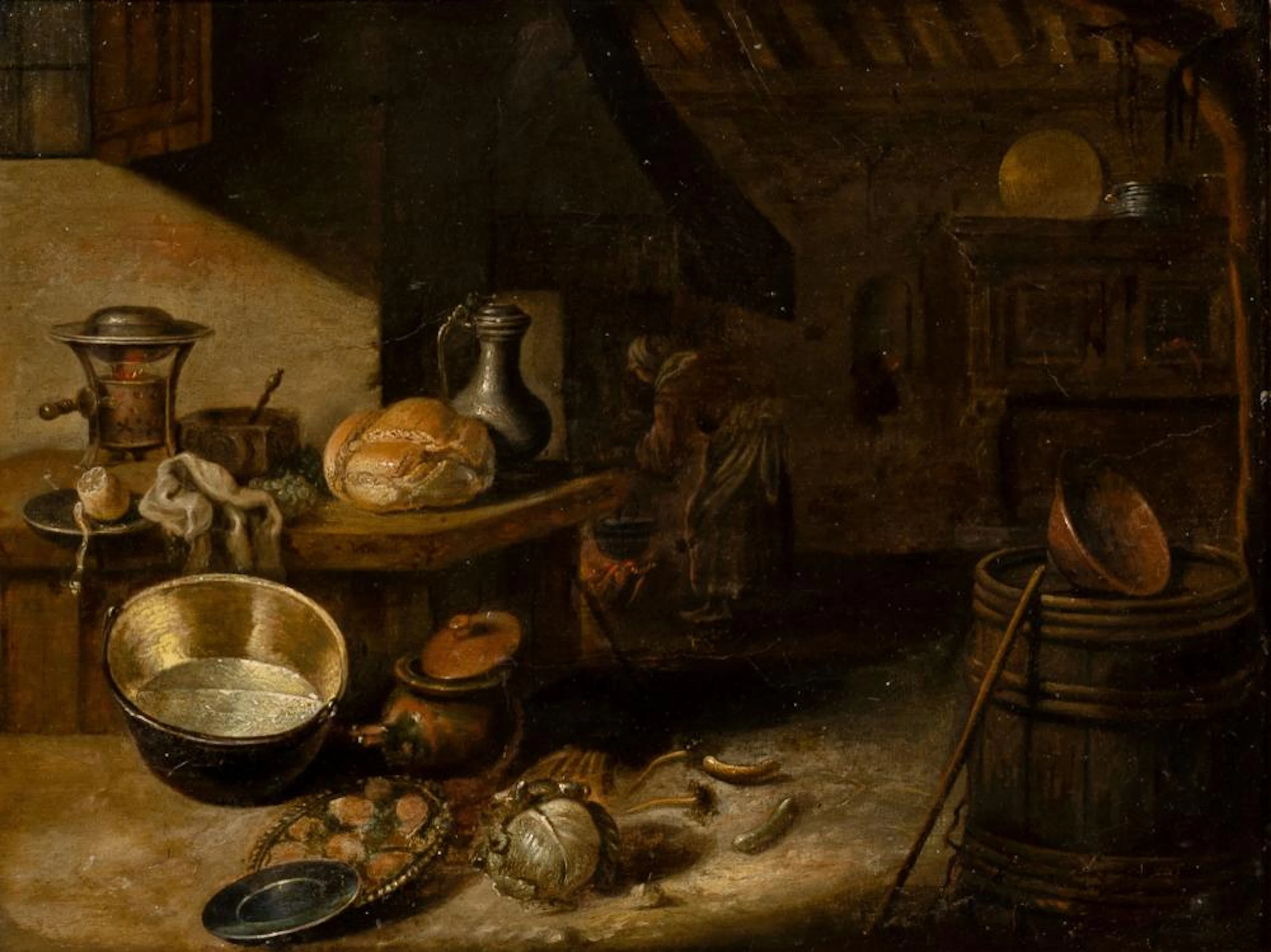 Willem Kalf (Rotterdam 1619 - Amsterdam 1693), in the manner of. In the Kitchen.