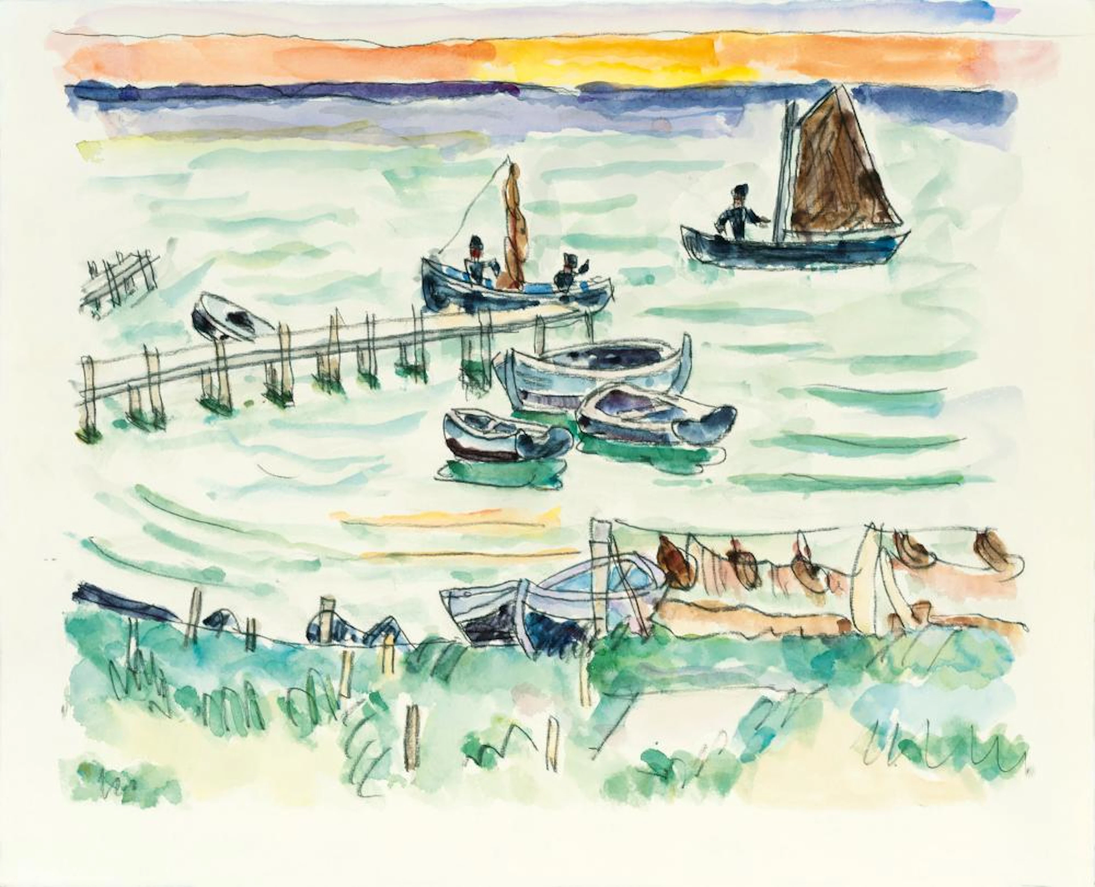Ivo Hauptmann (Erkner 1886 - Hamburg 1973). Fishing Boats.