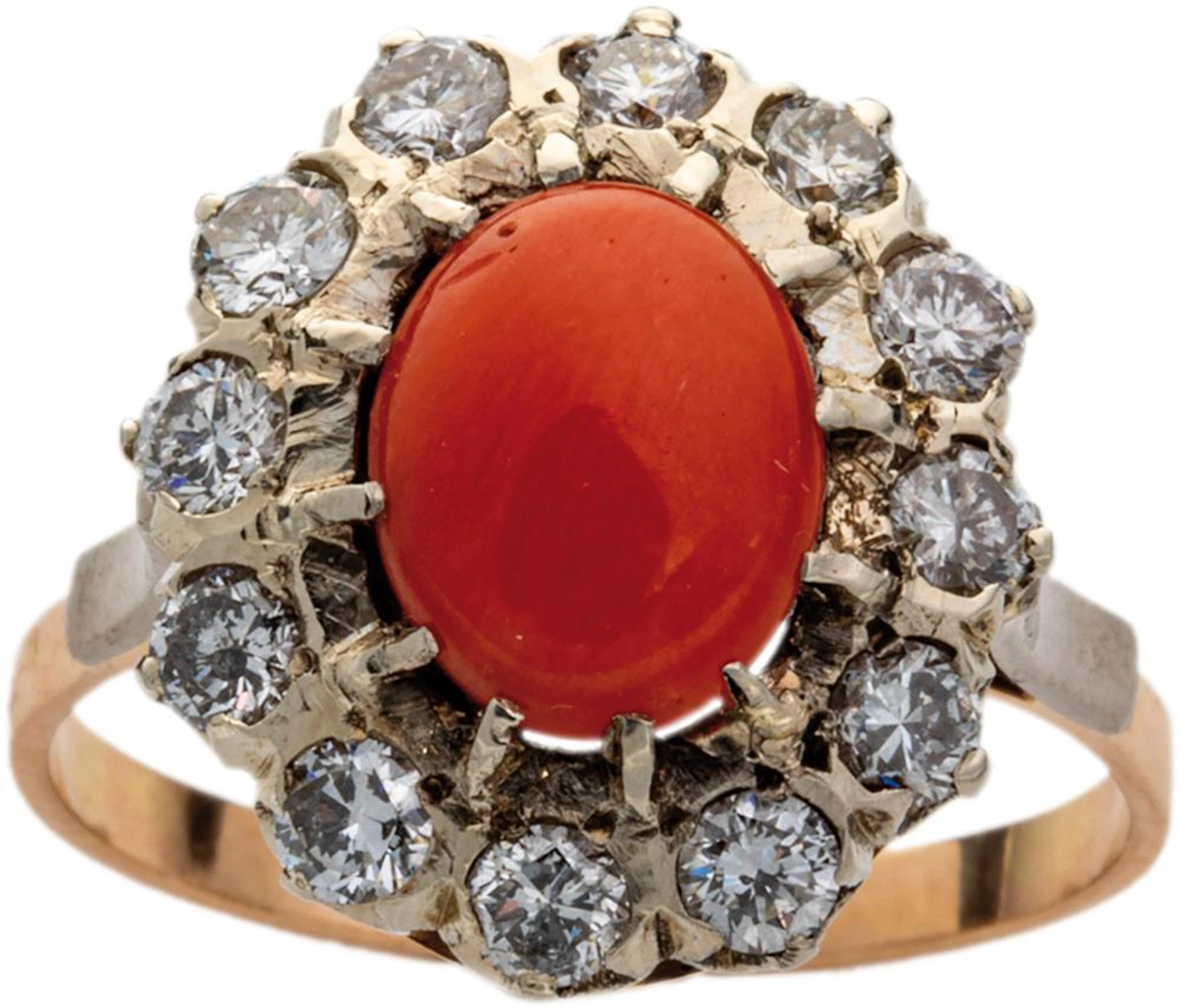 Korallenring mit Diamanten