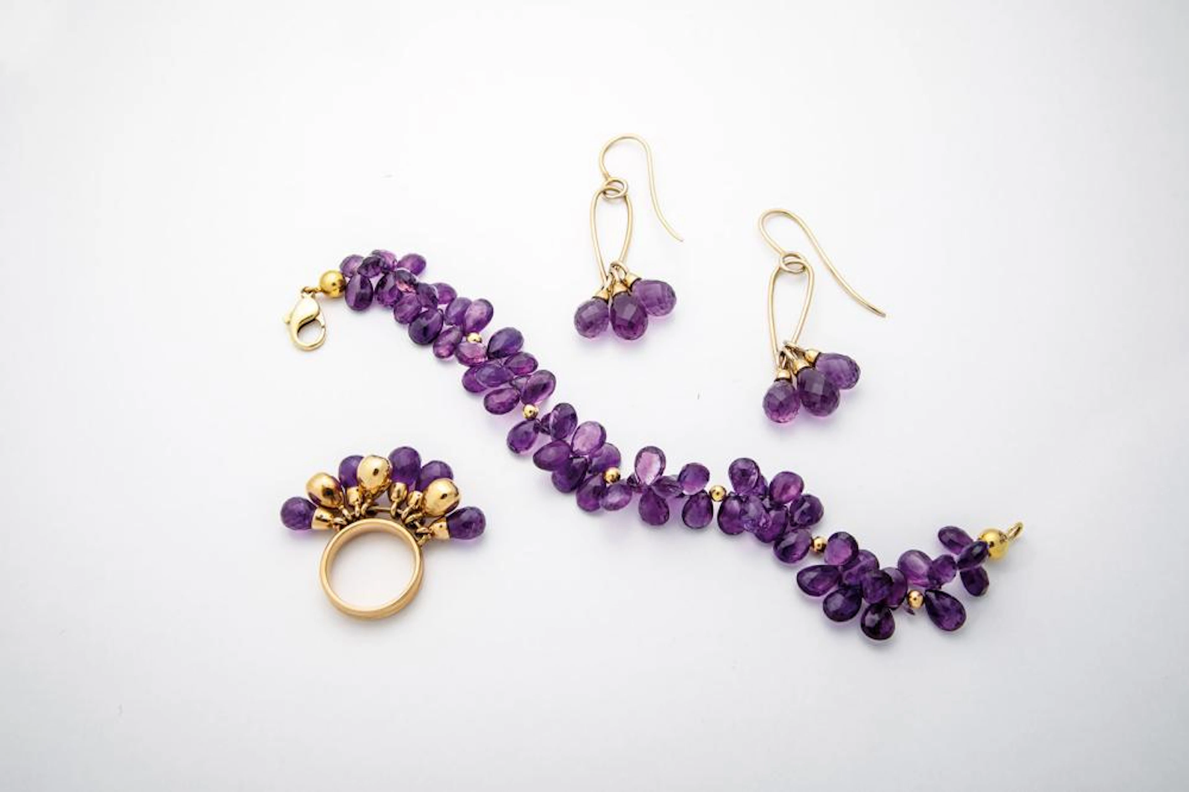 Goldschmuck-Garnitur mit Amethyst
