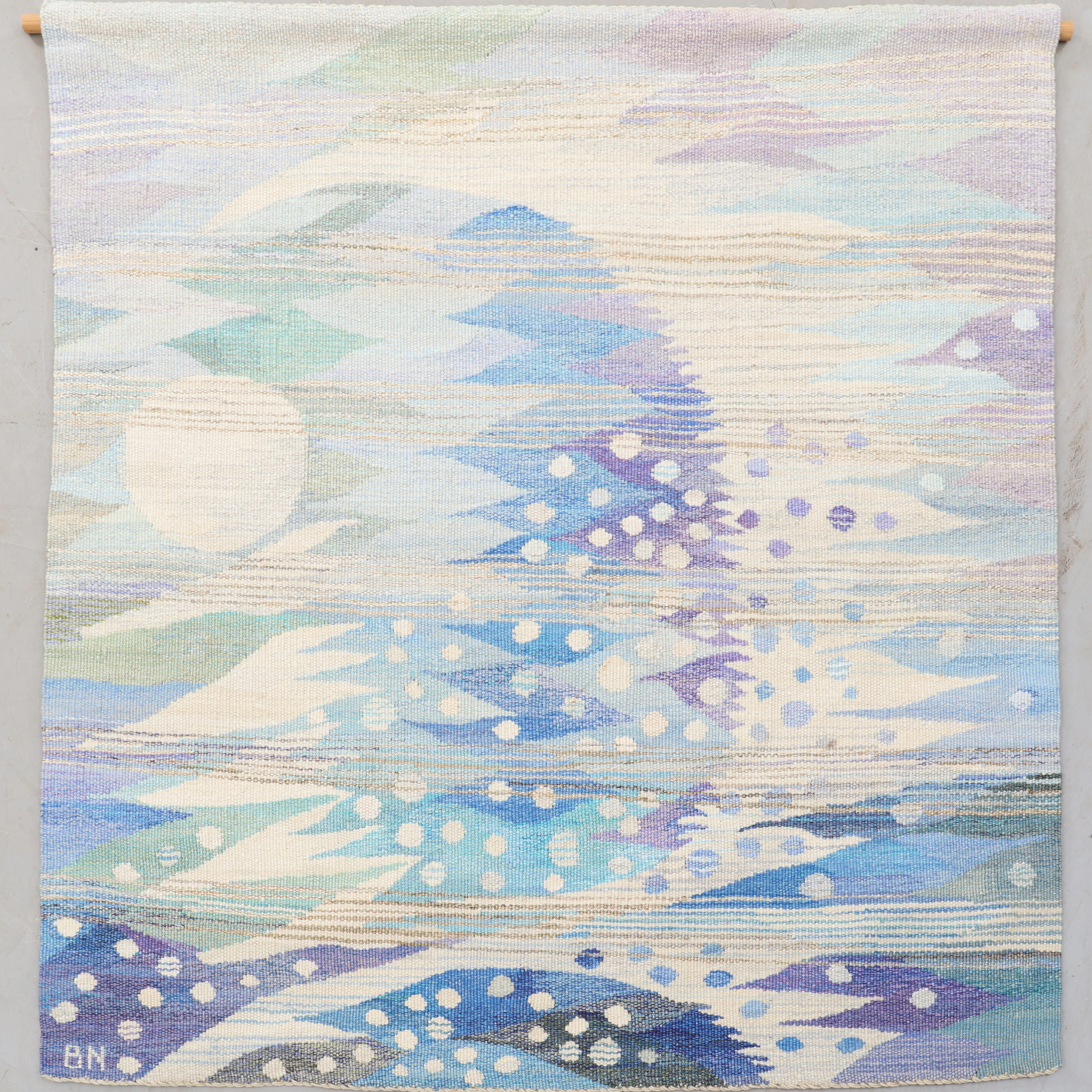 MARIN HEMMINGSSON. vävnad, gobelängteknik,"Blåsväder",Barbro Nilssons Atelje.
