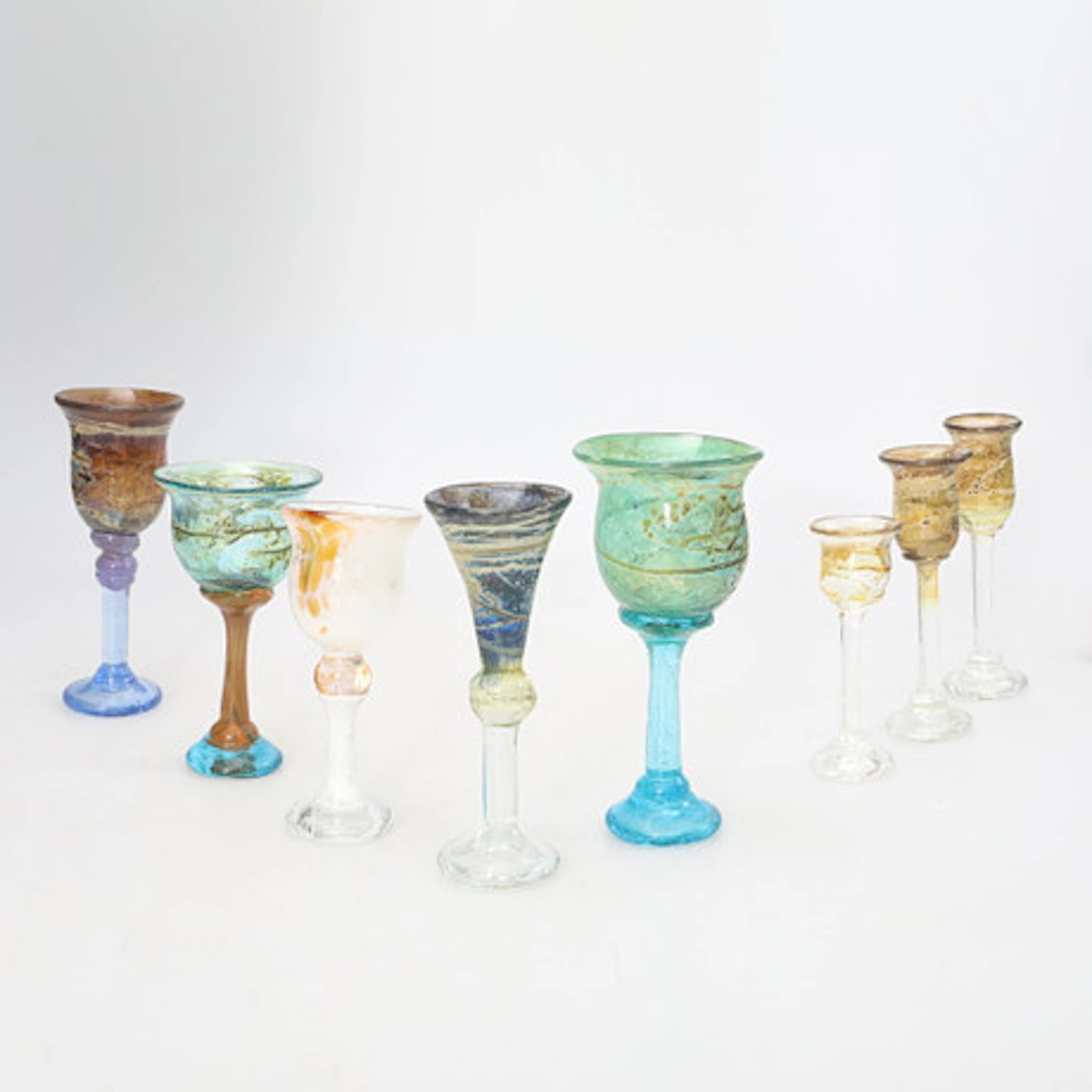 ÅSA BRANDT. Pokalglas, 8 stycken,konstglas…