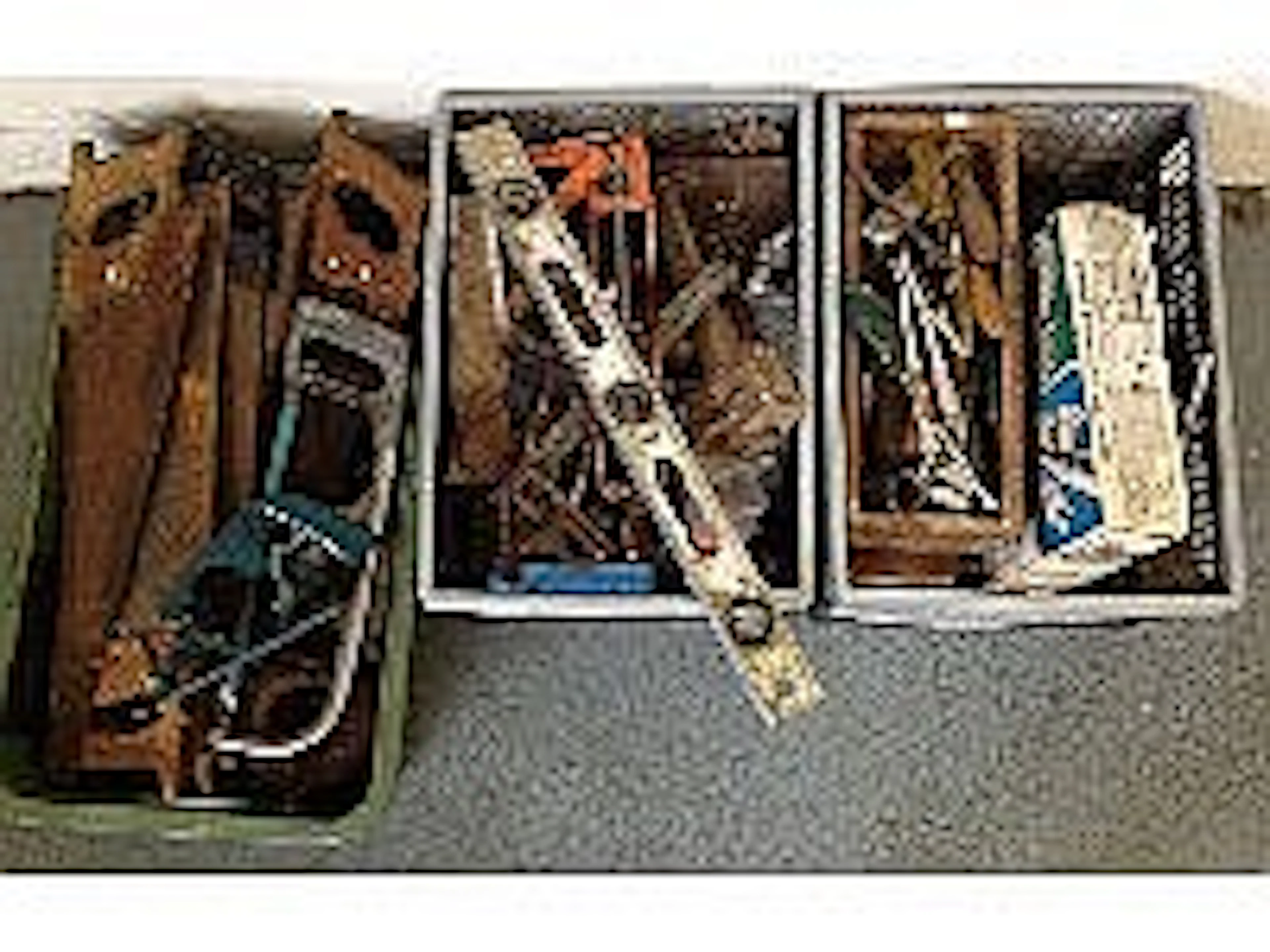 Three boxes of mixed tools