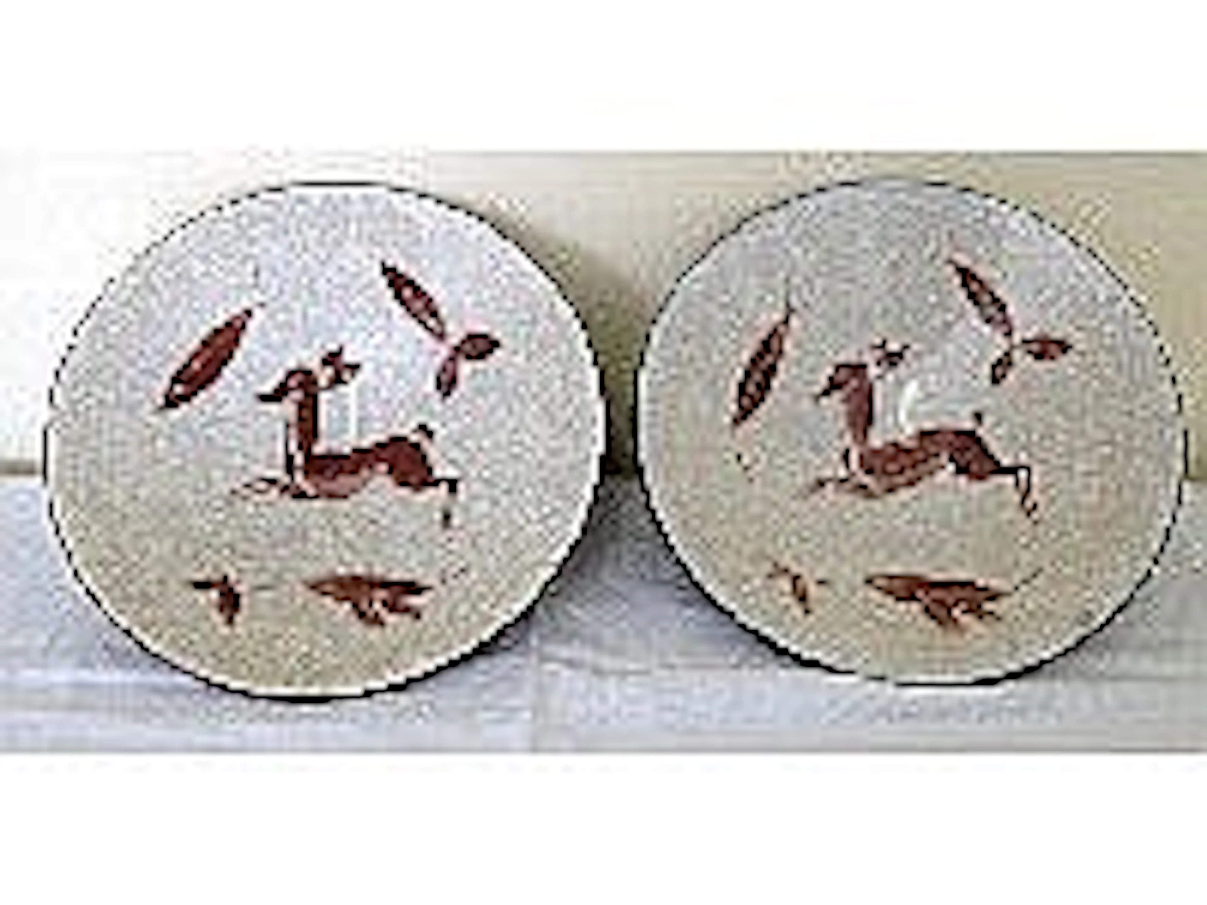 Pair of Danish pottery bowls decorated with deer's