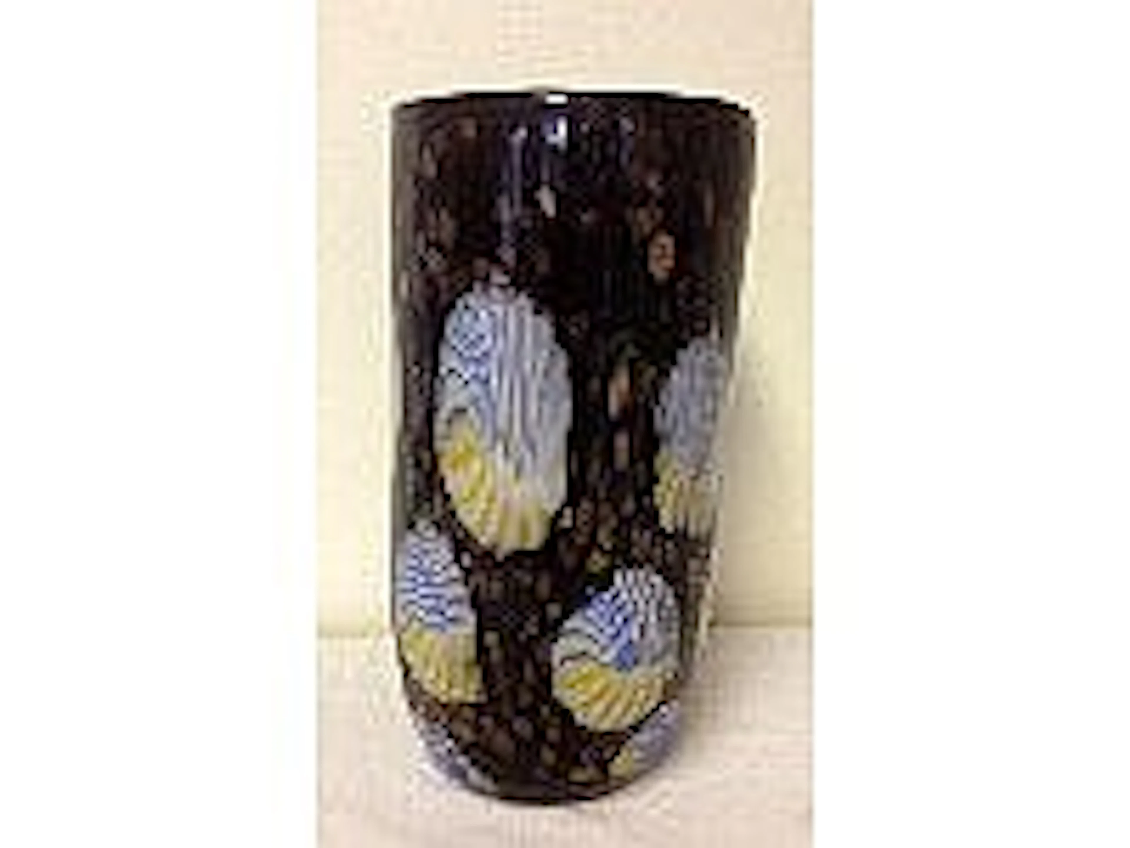 Tall black Murano style vase