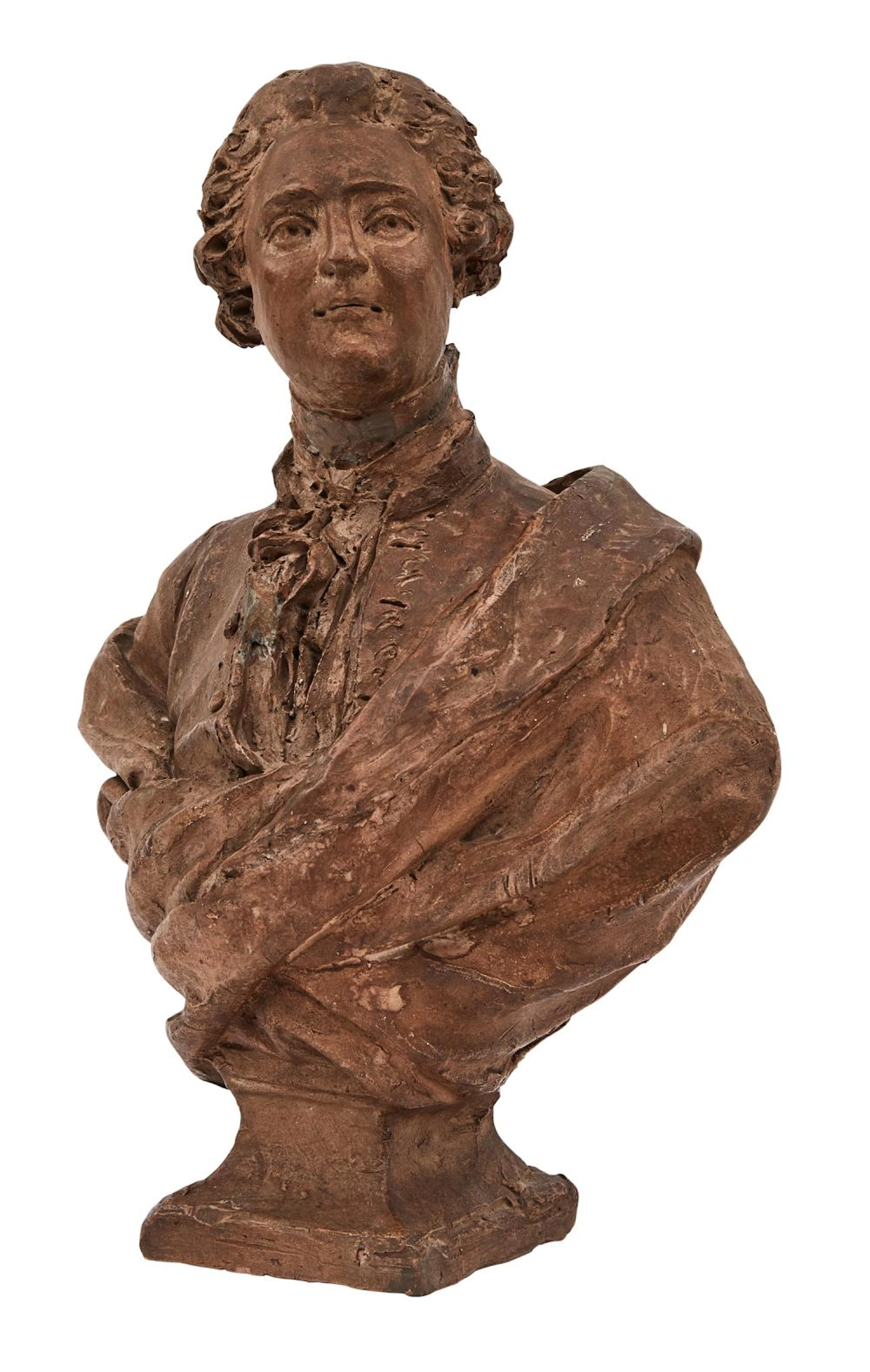 A FRENCH PAINTED PLASTER BUST OF LOUIS XVI