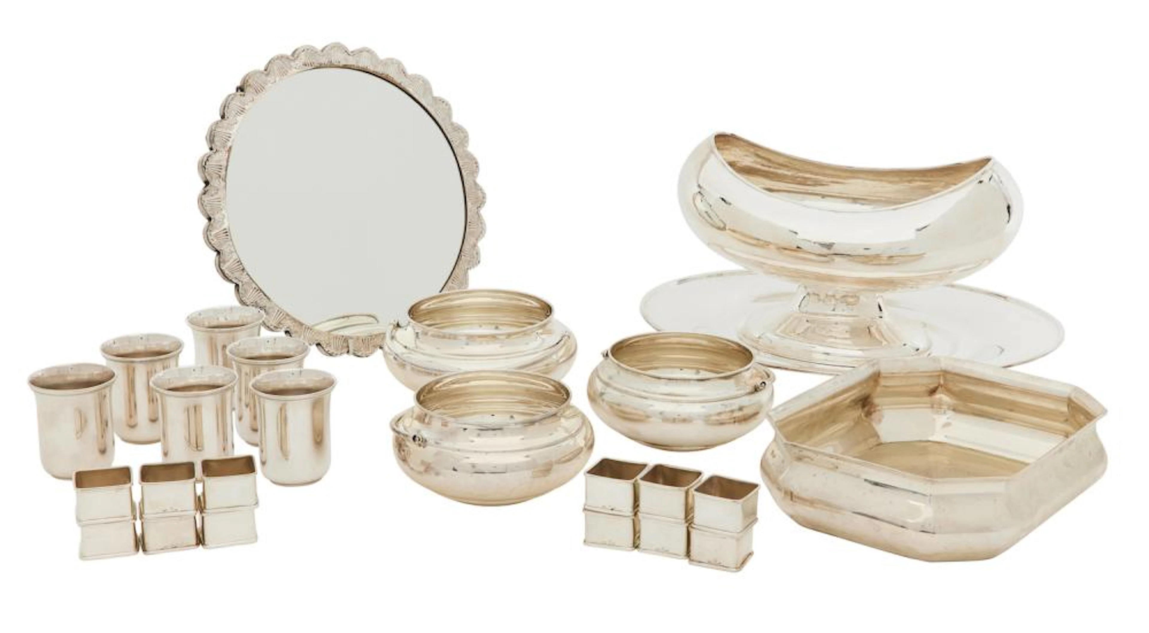 A GROUP OF TURKISH SILVER TABLEWARE RETAILED BY EVNUR