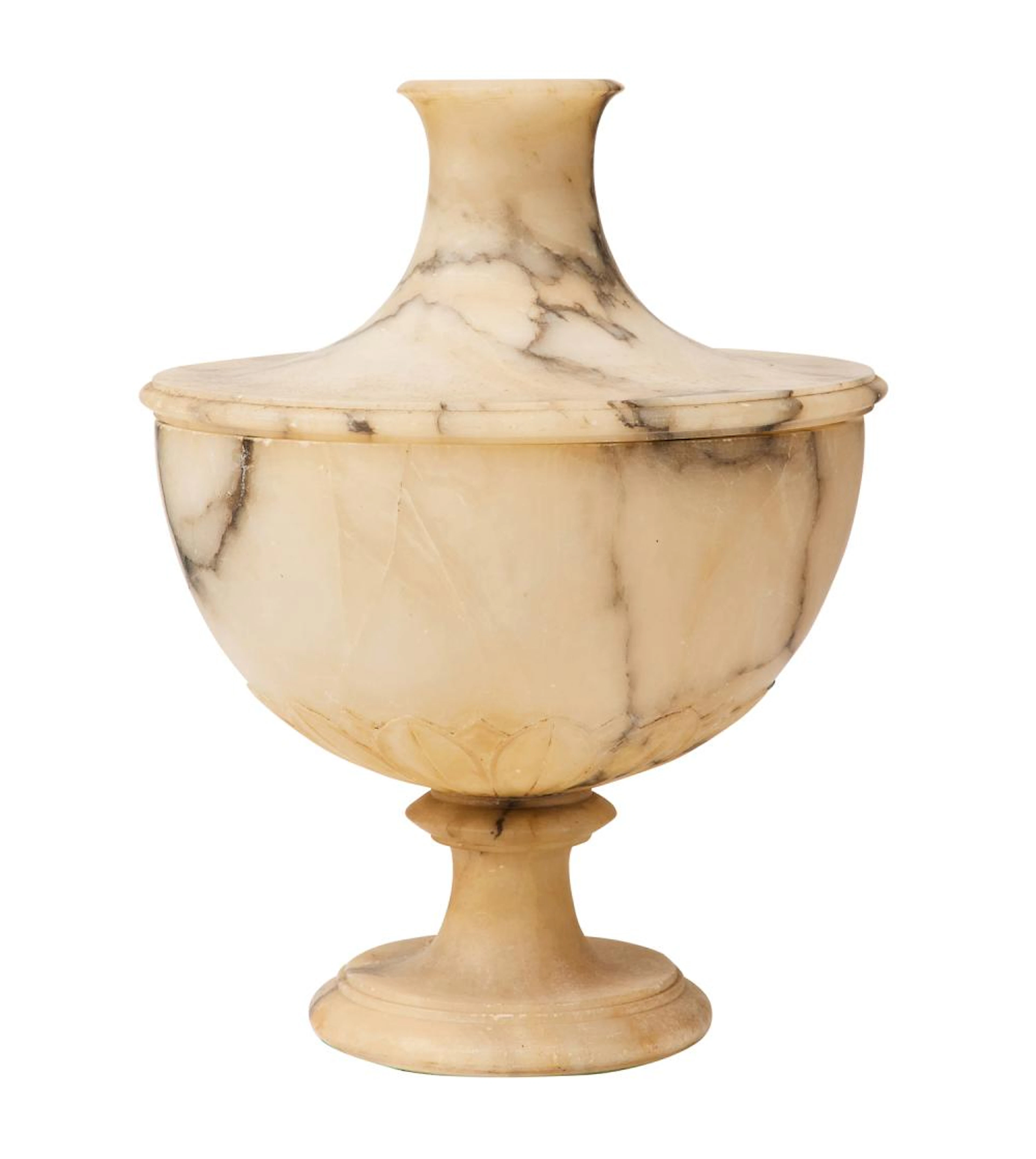 A NEOCLASSICAL ALABASTER URN-SHAPED LAMP