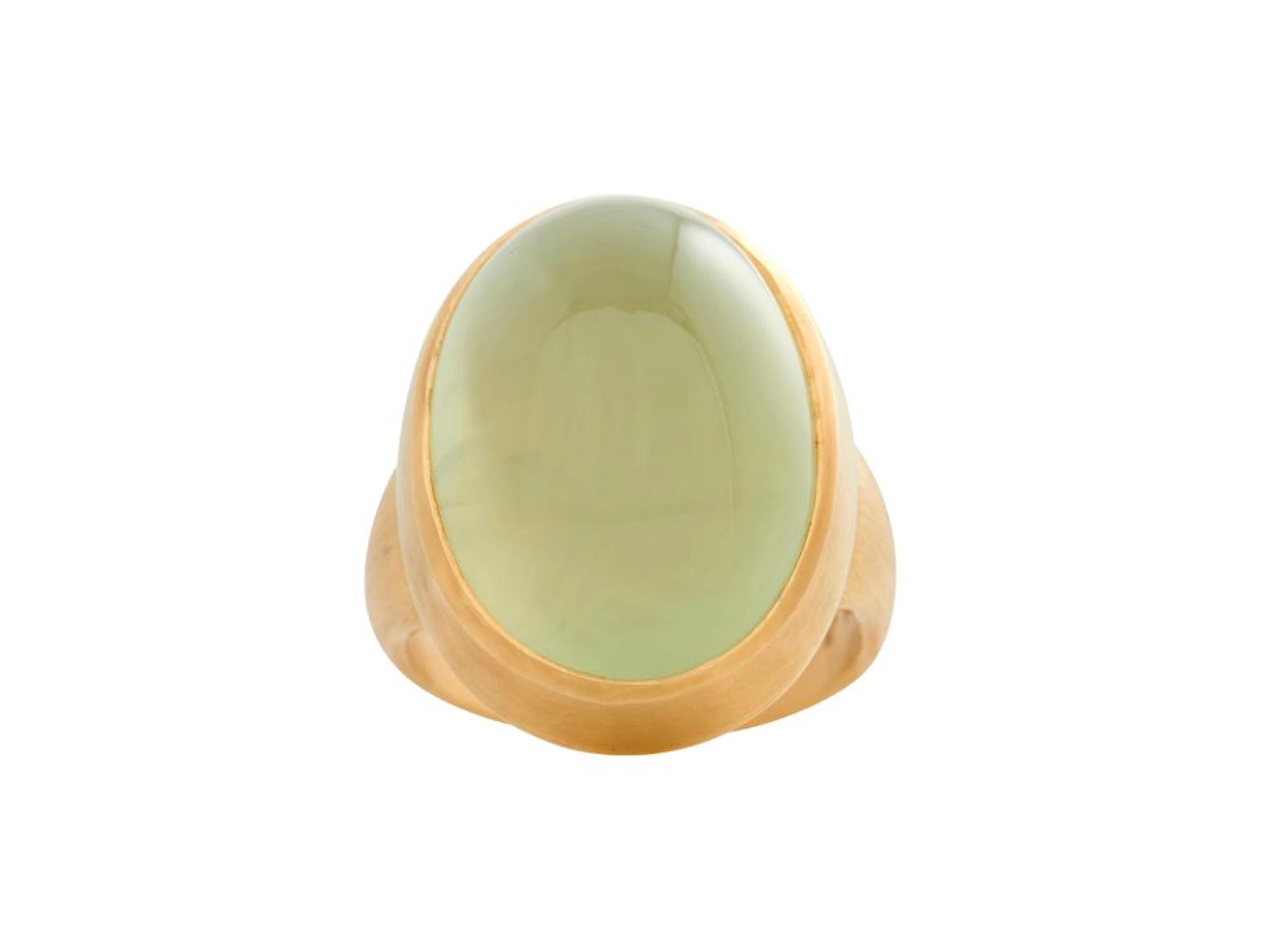 18CT GOLD AND PREHNITE RING