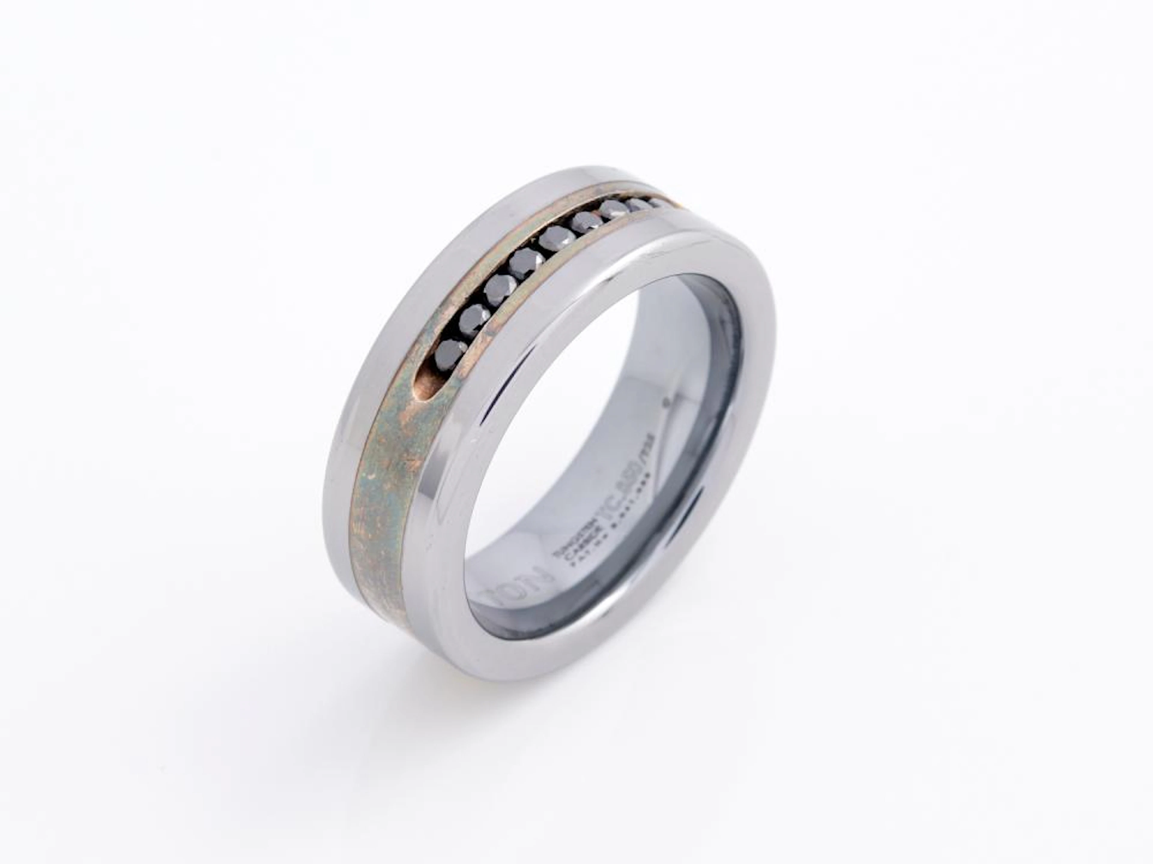 TRITON, A MEN'S BLACK DIAMOND RING IN TUNGSTEN CARBIDE, SIZE U, 18.9GMS