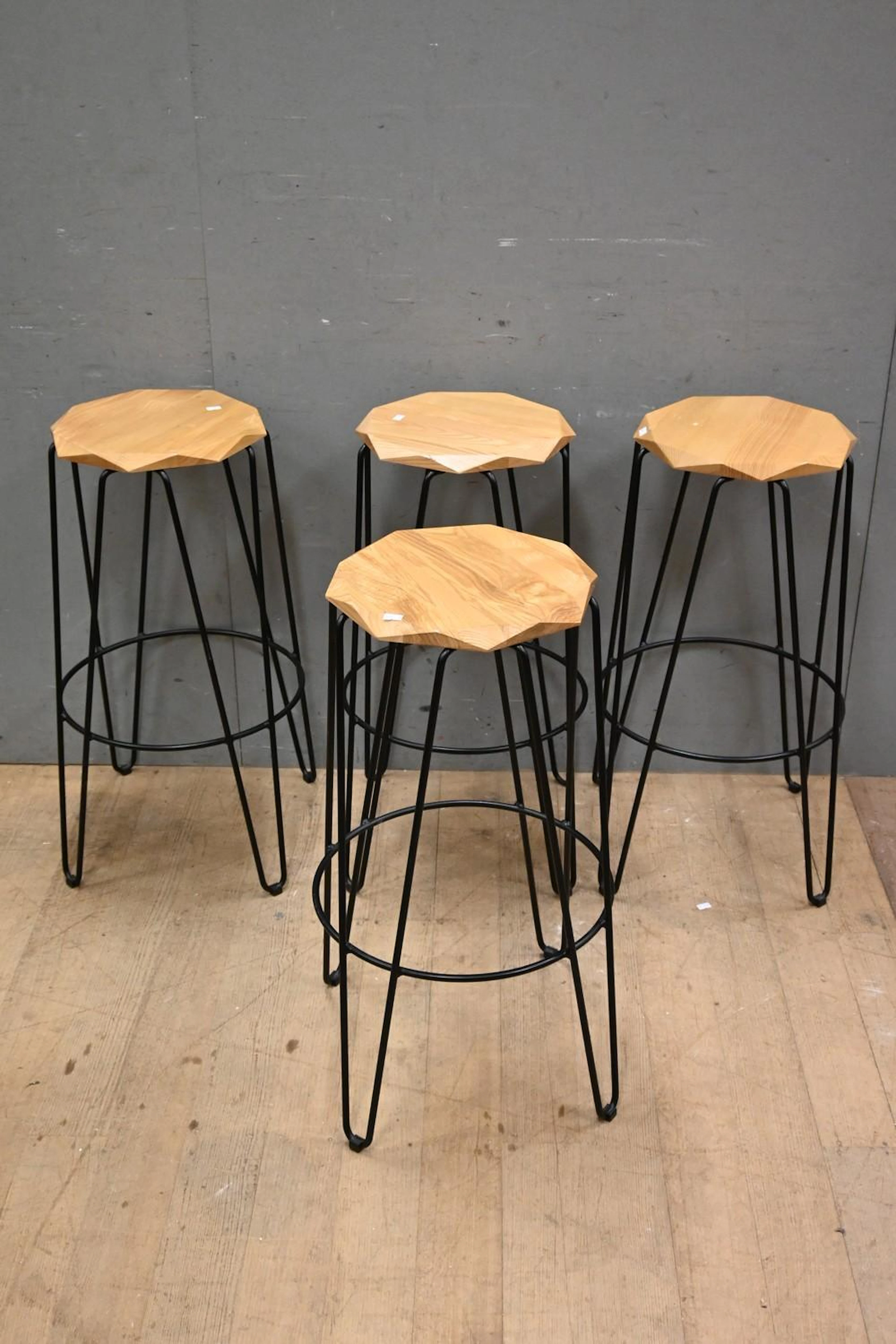 A SET OF FOUR FREEDOM BAR STOOLS ( 77H X 53 DIAMETER CM)...