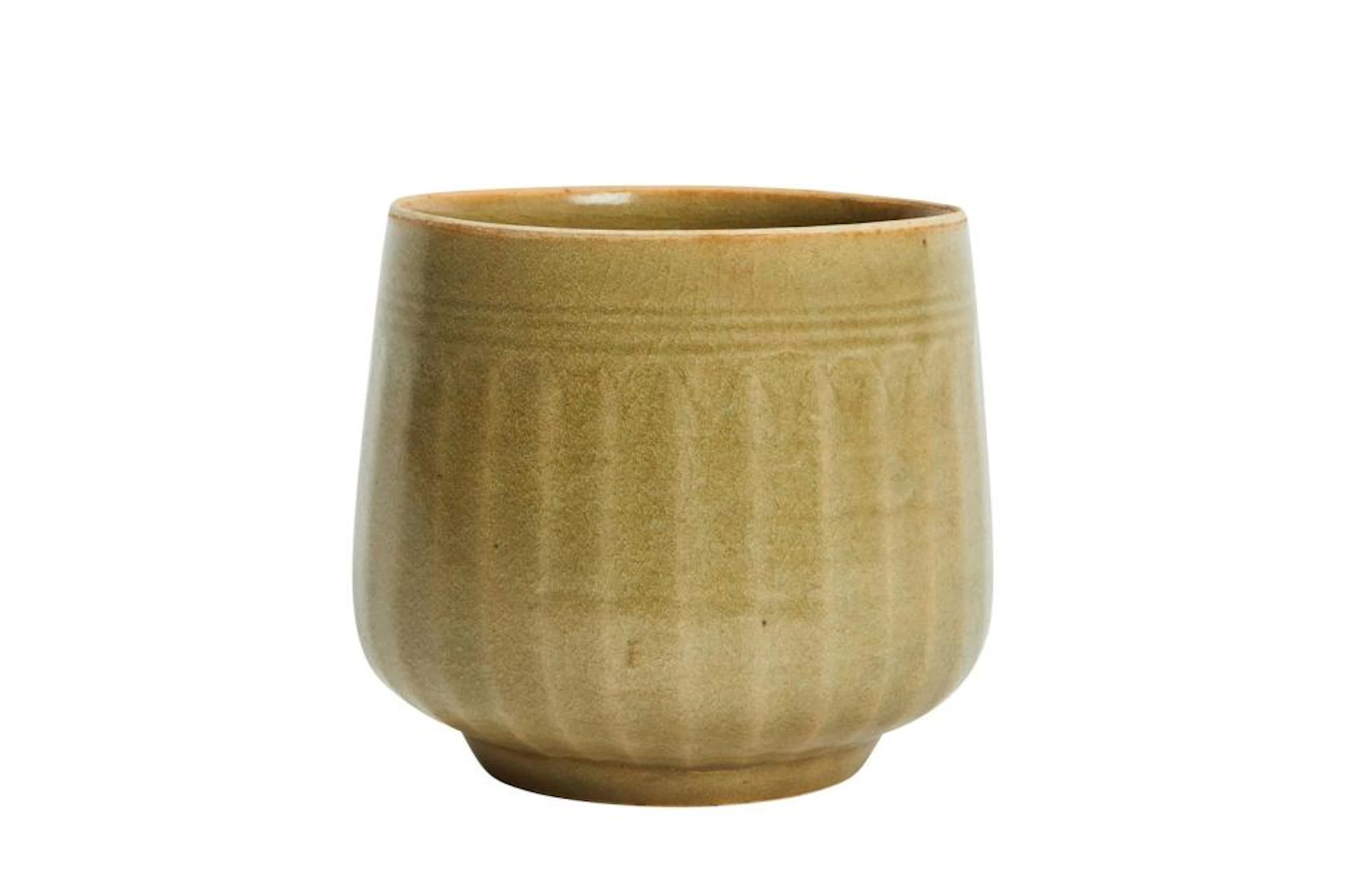A VIETNAMESE CARVED CELADON CYLINDRICAL BOWL