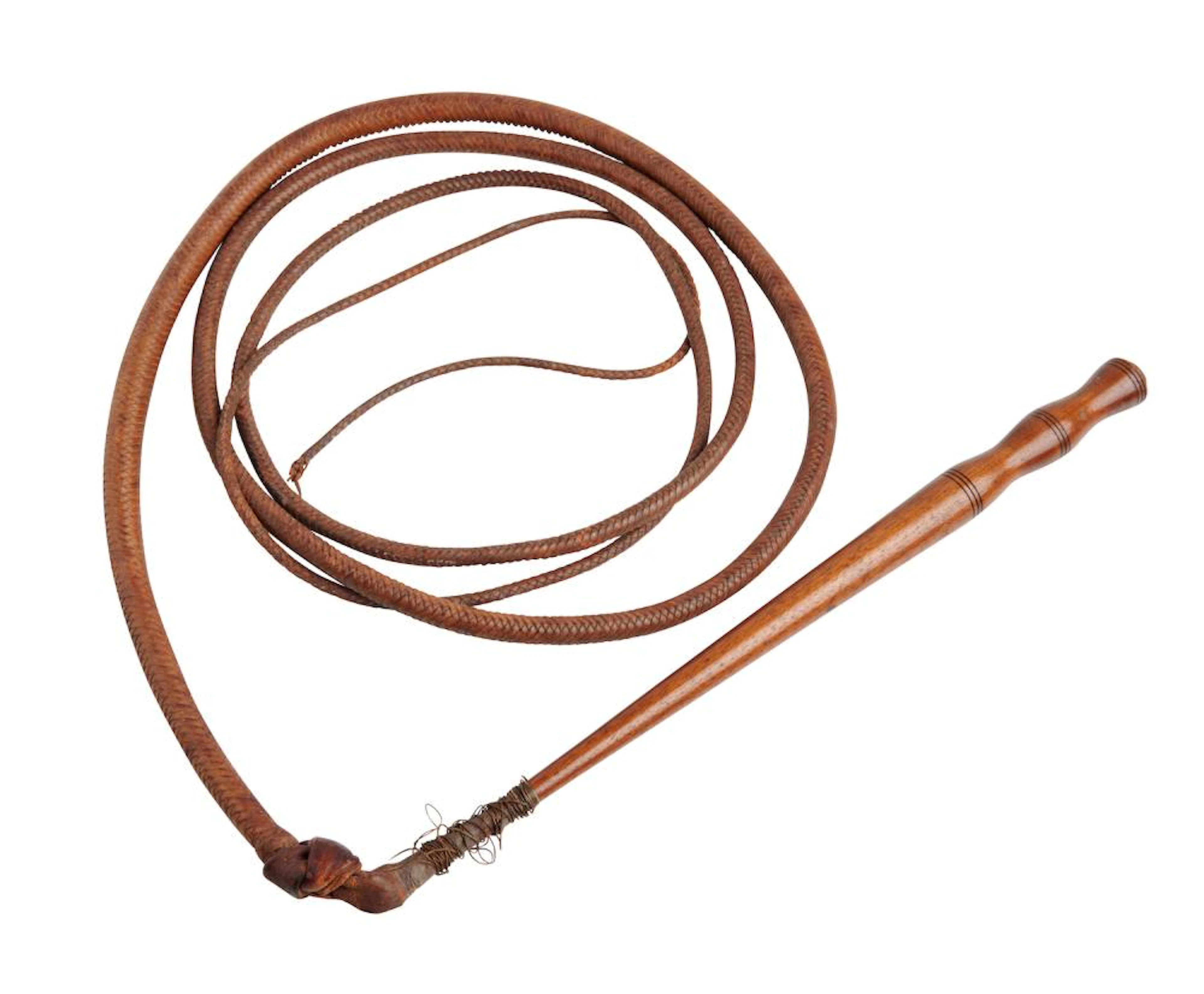 AN AUSTRALIAN KANGAROO HIDE STOCKWHIP GIFTED BY ?FRED LINDSAY?