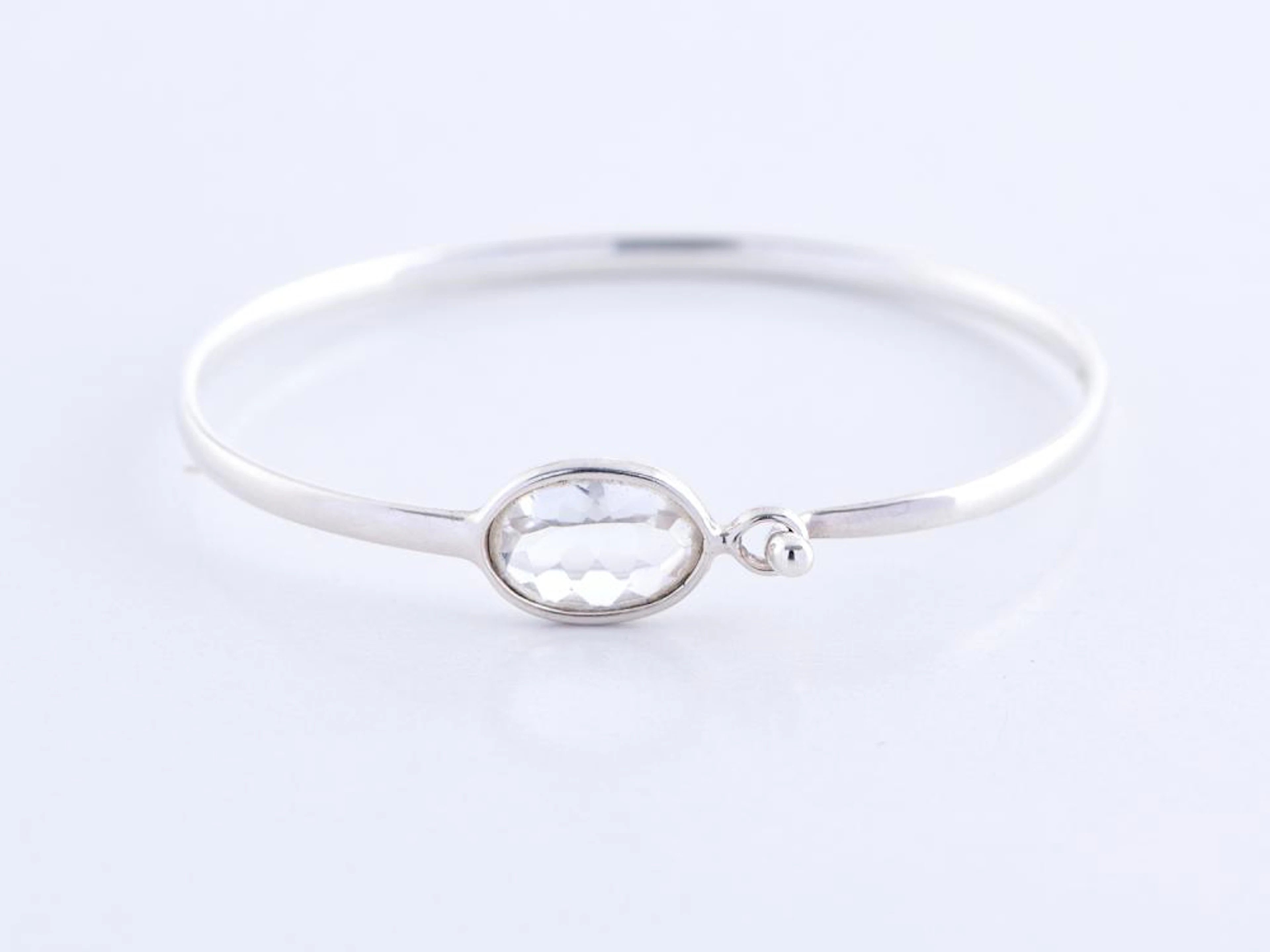 A ROCK CRYSTAL AND STERLING SILVER 'SAVANNAH' BANGLE BY GEORG JENSEN