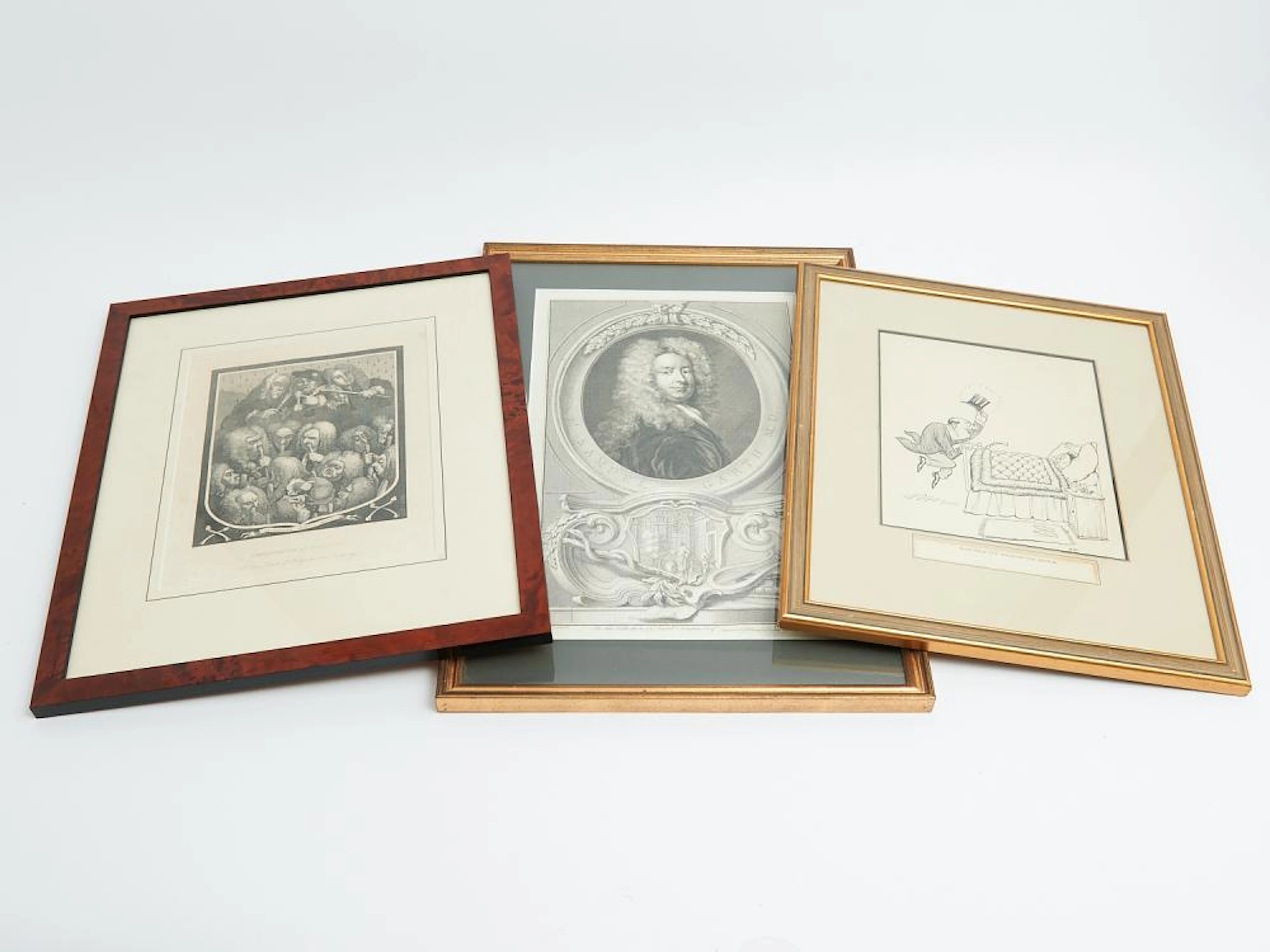 THREE VINTAGE AND ANTIQUE FRAMED MEDICAL-THEMED PRINTS...