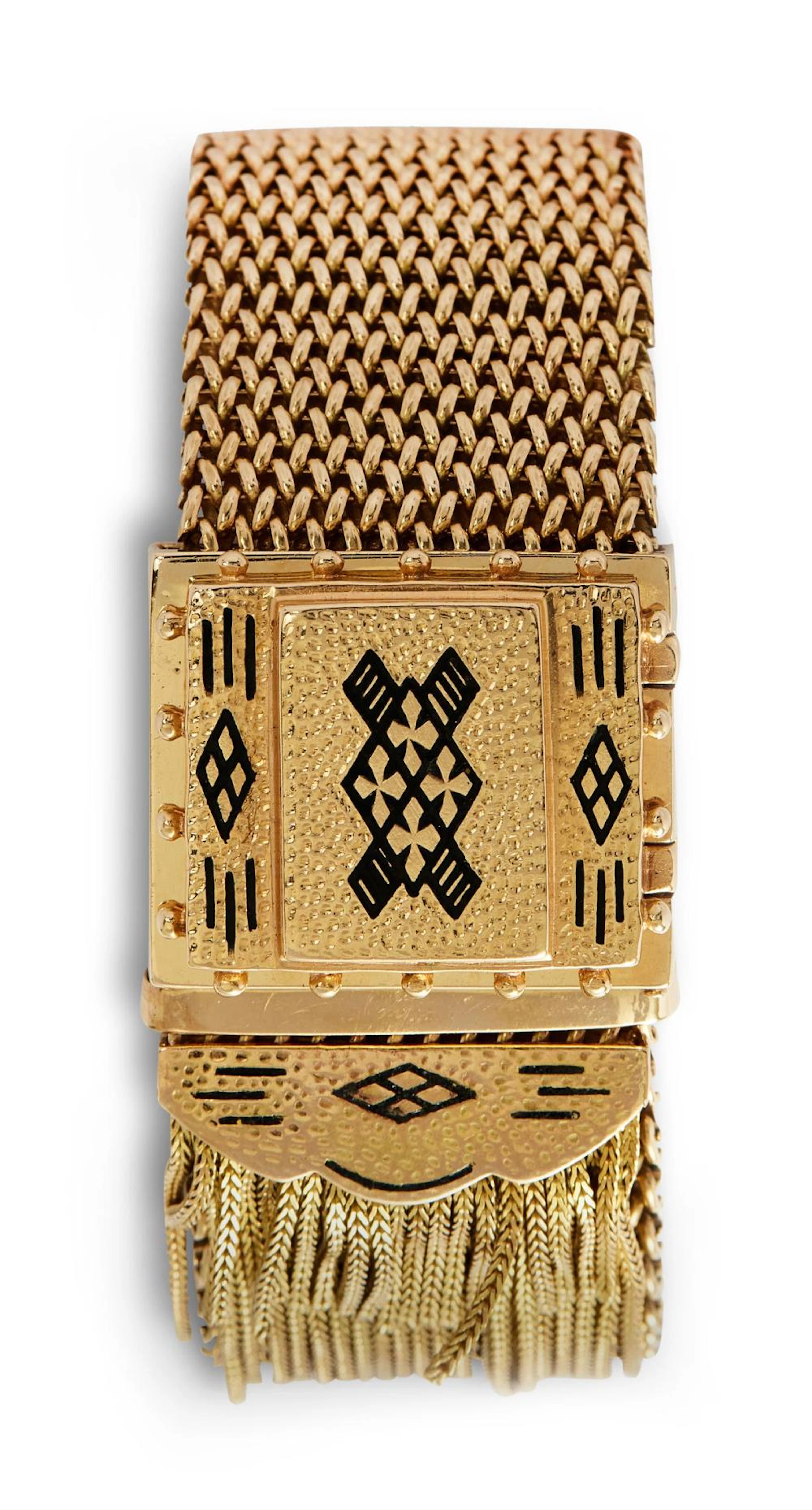 18CT GOLD FRINGE BRACELET WITH WRISTWATCH WITH HOOD