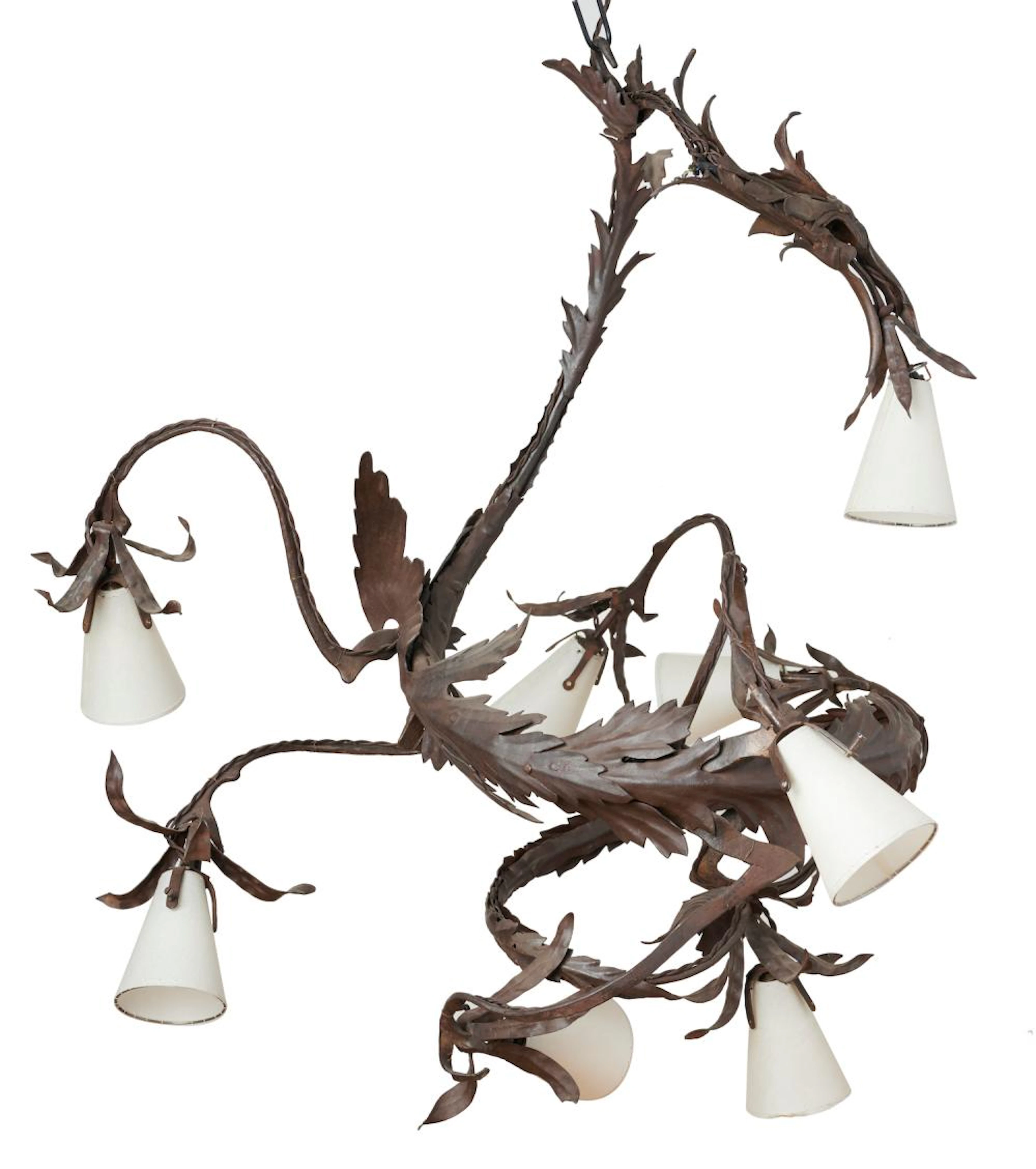 A EUROPEAN WROUGHT IRON CHANDELIER Early 20th century