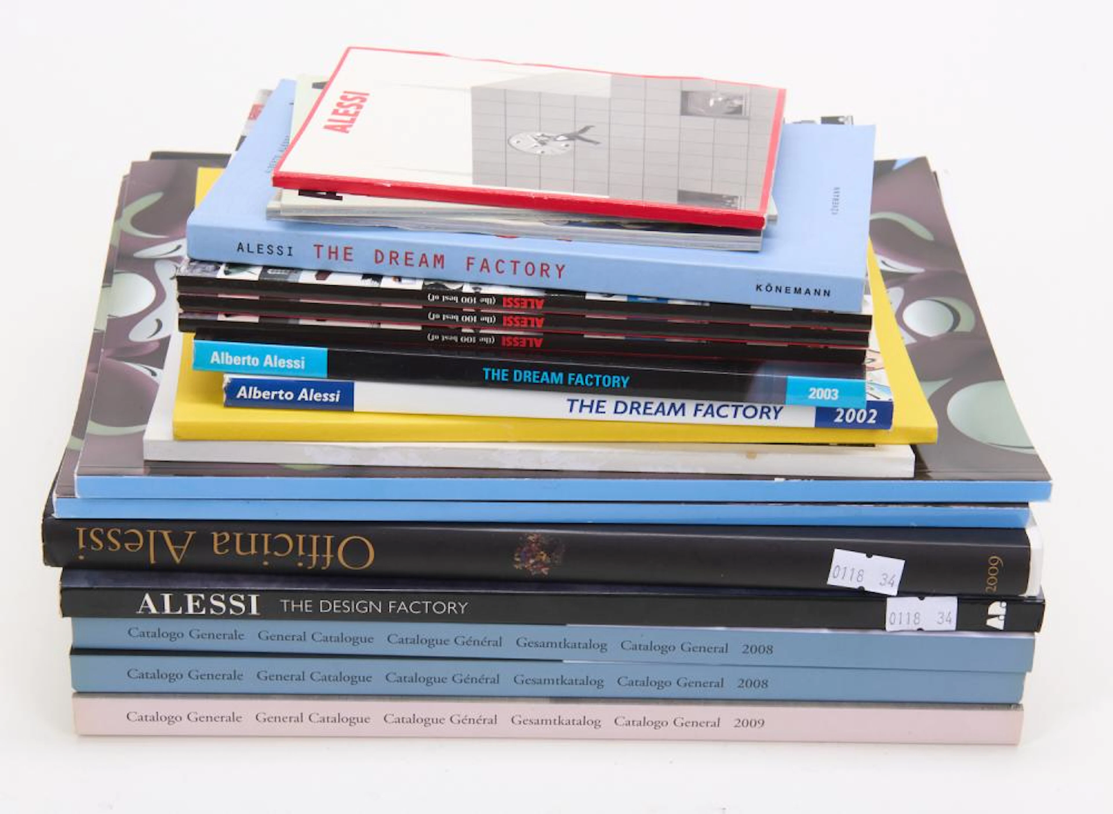 A PART SHELF OF ALESSI REFERENCE AND CATALOGUES